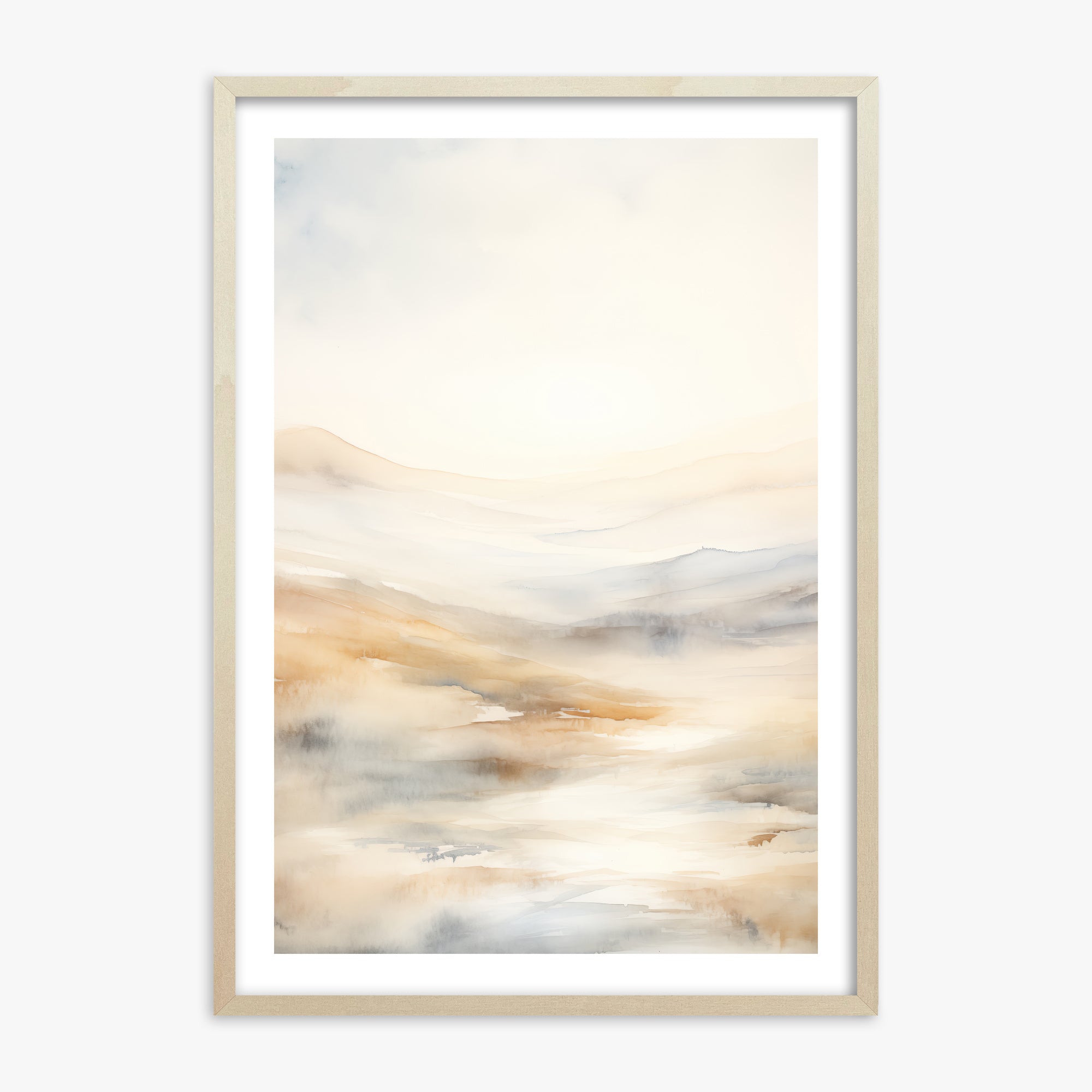 Serene Horizon Whisper, 70x100cm Framed Art Reproduction With Lime Wood Frame