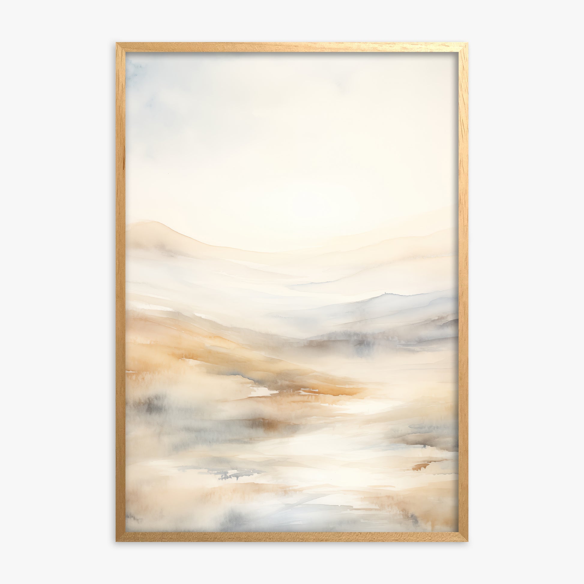 Serene Horizon Whisper, Oak Framed Poster With Oak Frame
