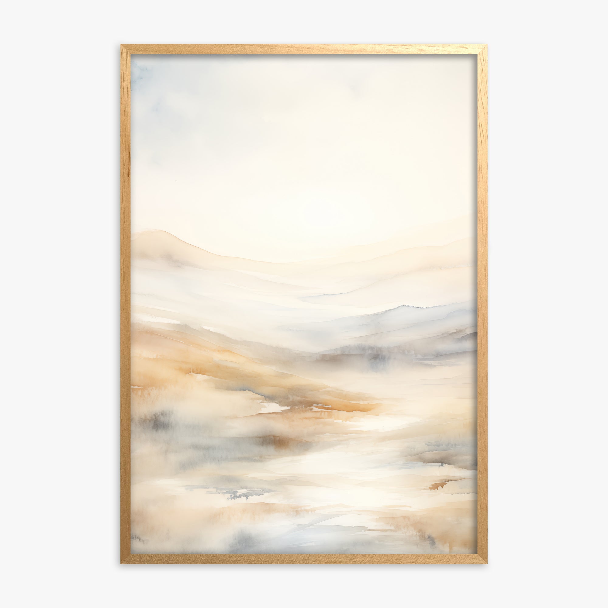 Serene Horizon Whisper, Oak Framed Poster With Oak Frame