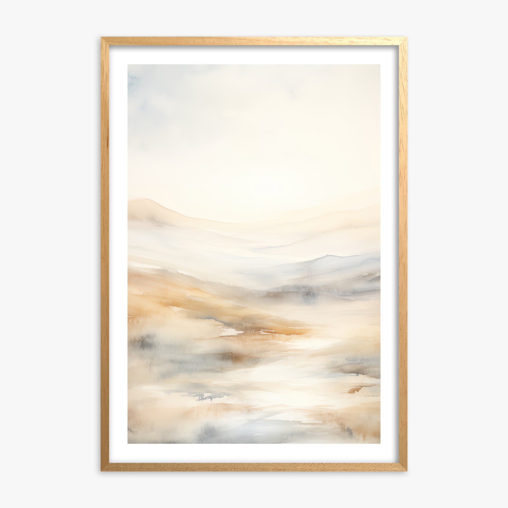 Serene Horizon Whisper, Oak Framed Poster With Oak Frame