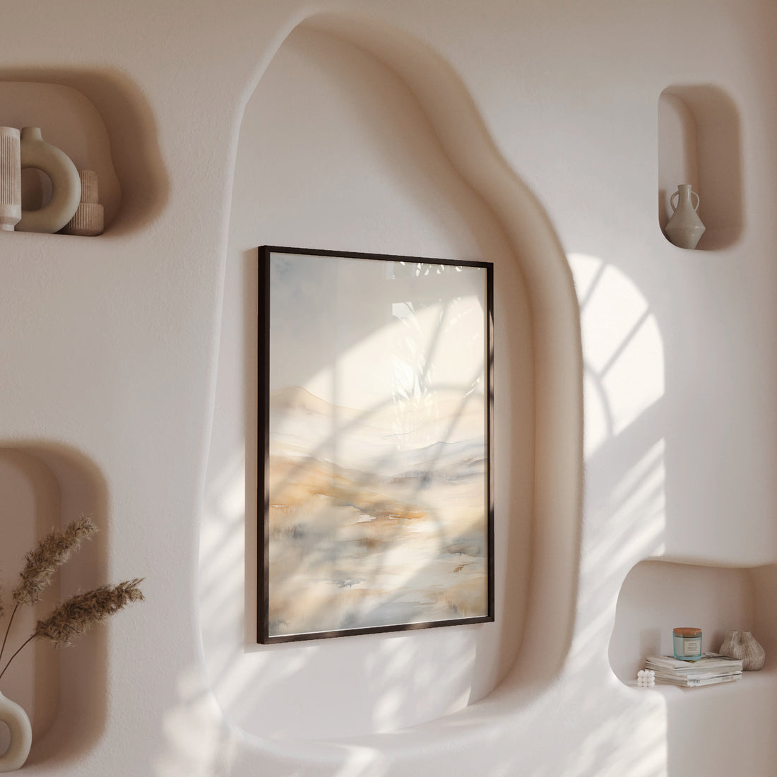 Serene Horizon Whisper, 50x70cm Framed Poster With Black Frame