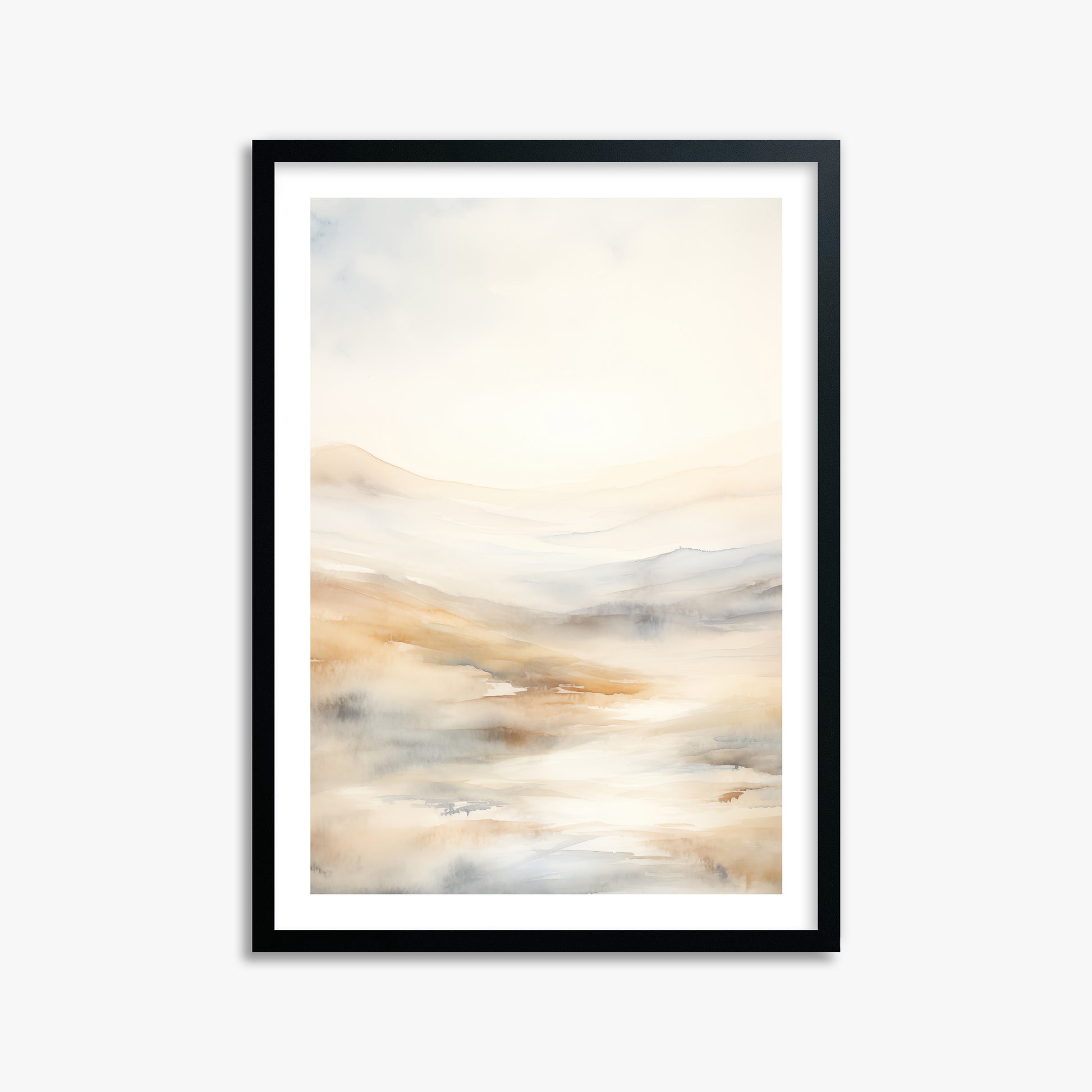 Serene Horizon Whisper, 50x70cm Black Framed Art Reproduction