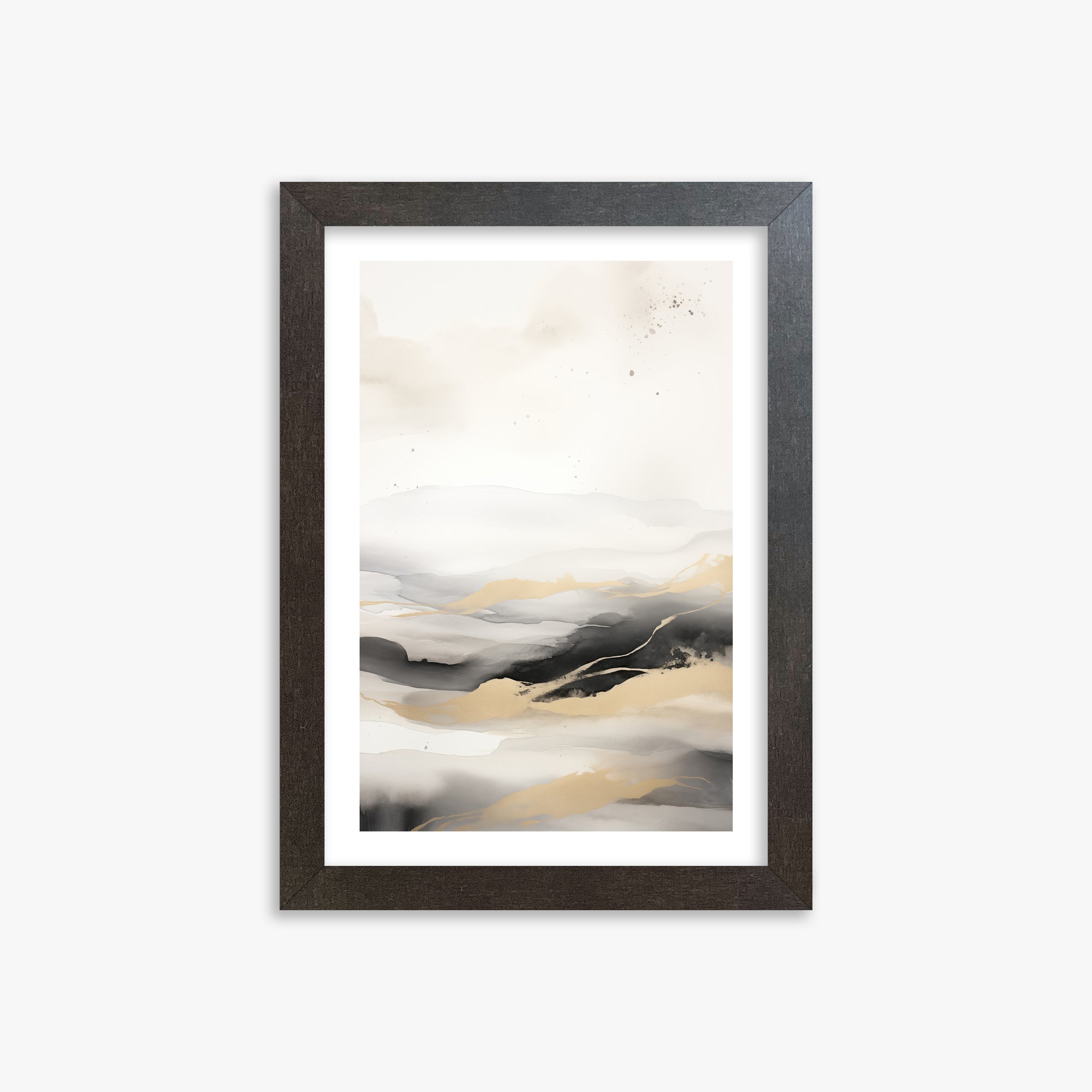 Golden Strata, 21x30cm Framed Art Reproduction With Espresso Frame
