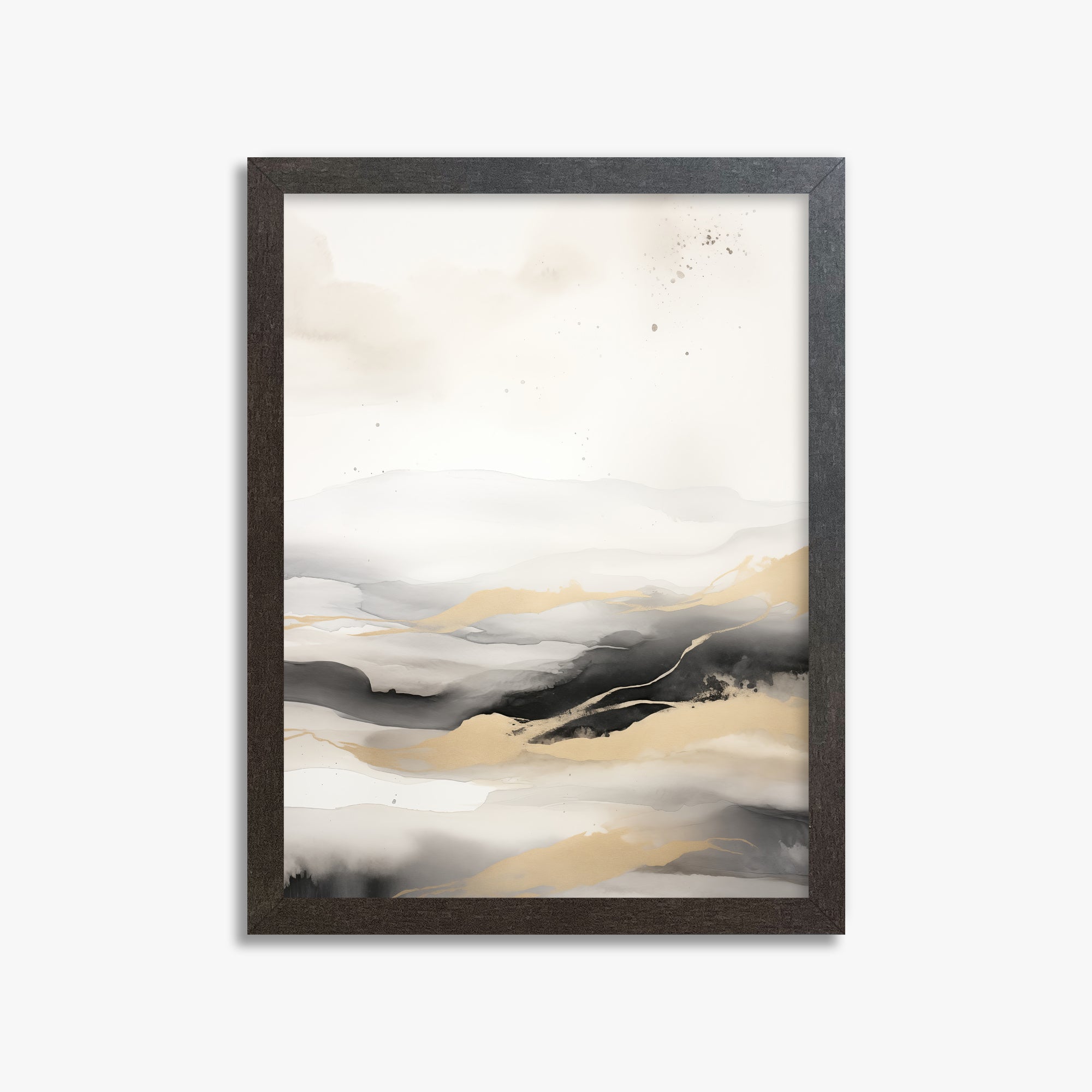 Golden Strata, 30x40cm Framed Art Reproduction With Espresso Frame
