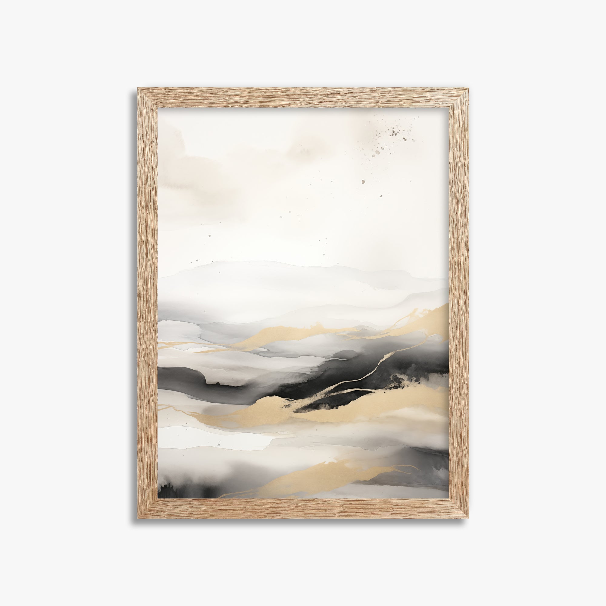 Golden Strata, 30x40cm Framed Art Reproduction With Raw Oak Frame