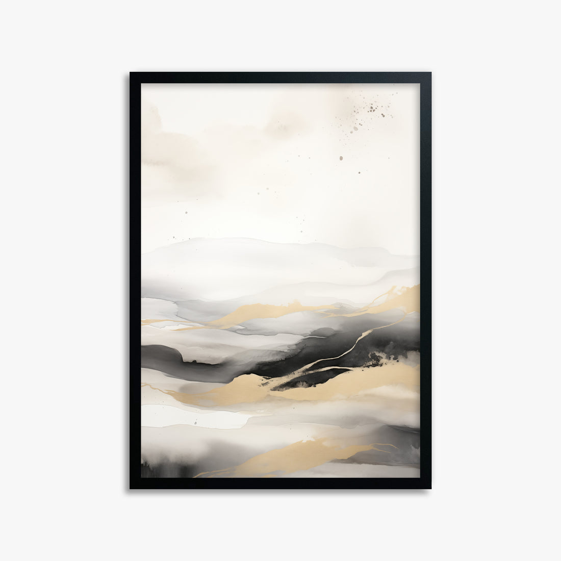 Golden Strata, 50x70cm Framed Poster With Black Frame