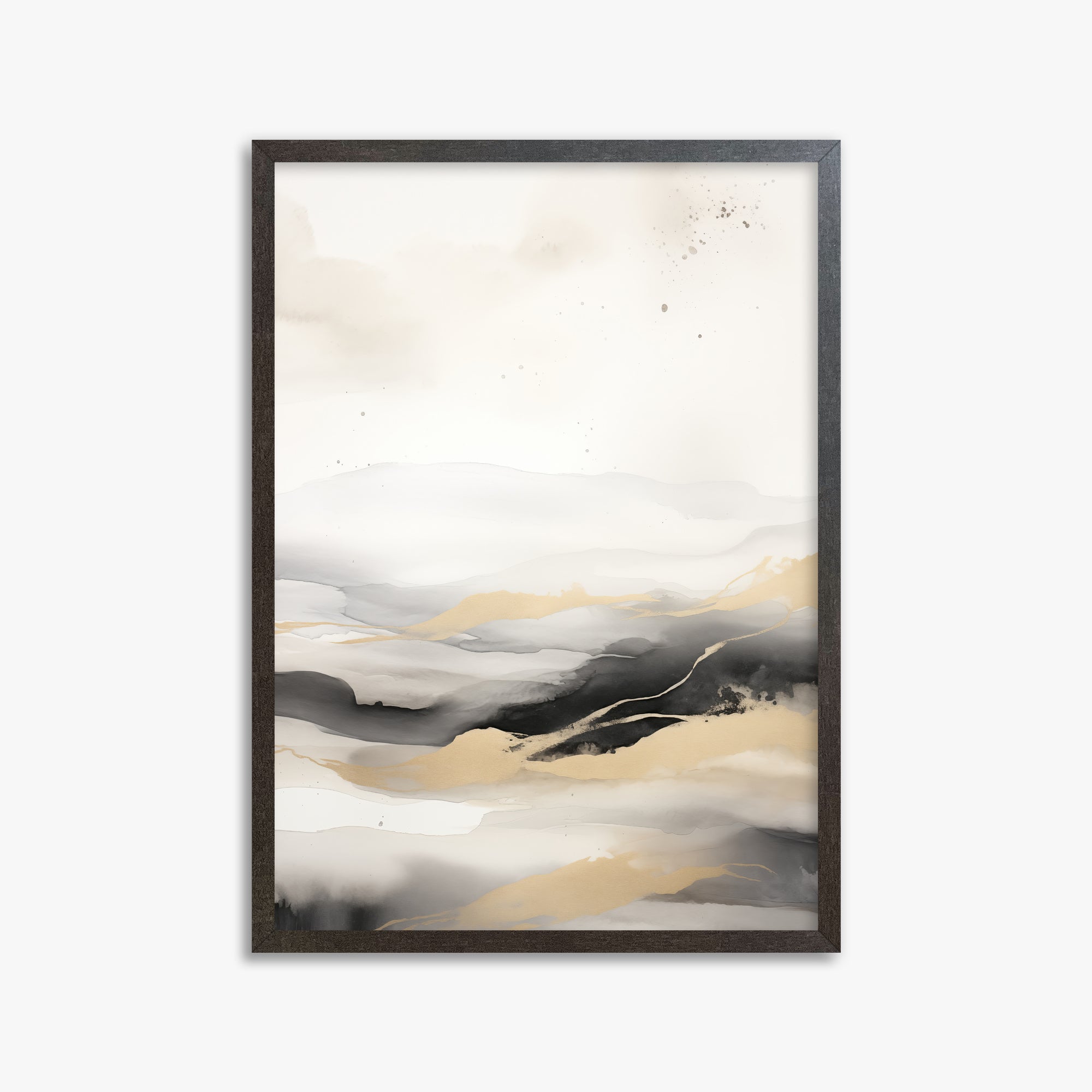 Golden Strata, 50x70cm Framed Art Reproduction With Espresso Frame