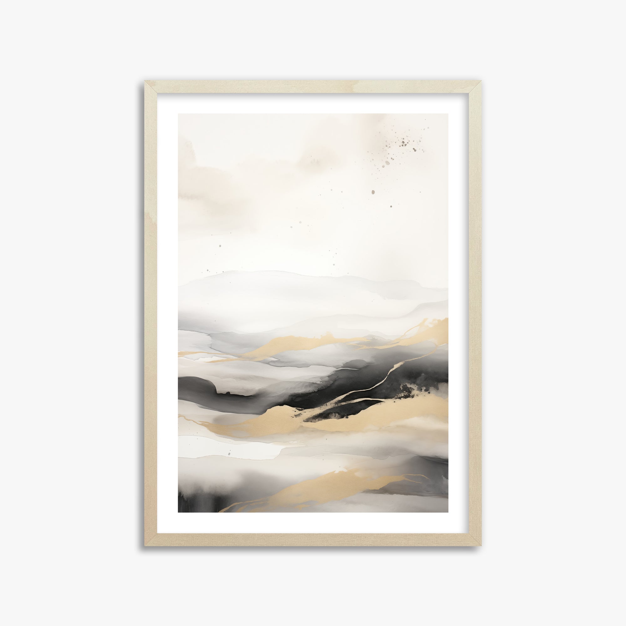 Golden Strata, 50x70cm Framed Art Reproduction With Lime Wood Frame