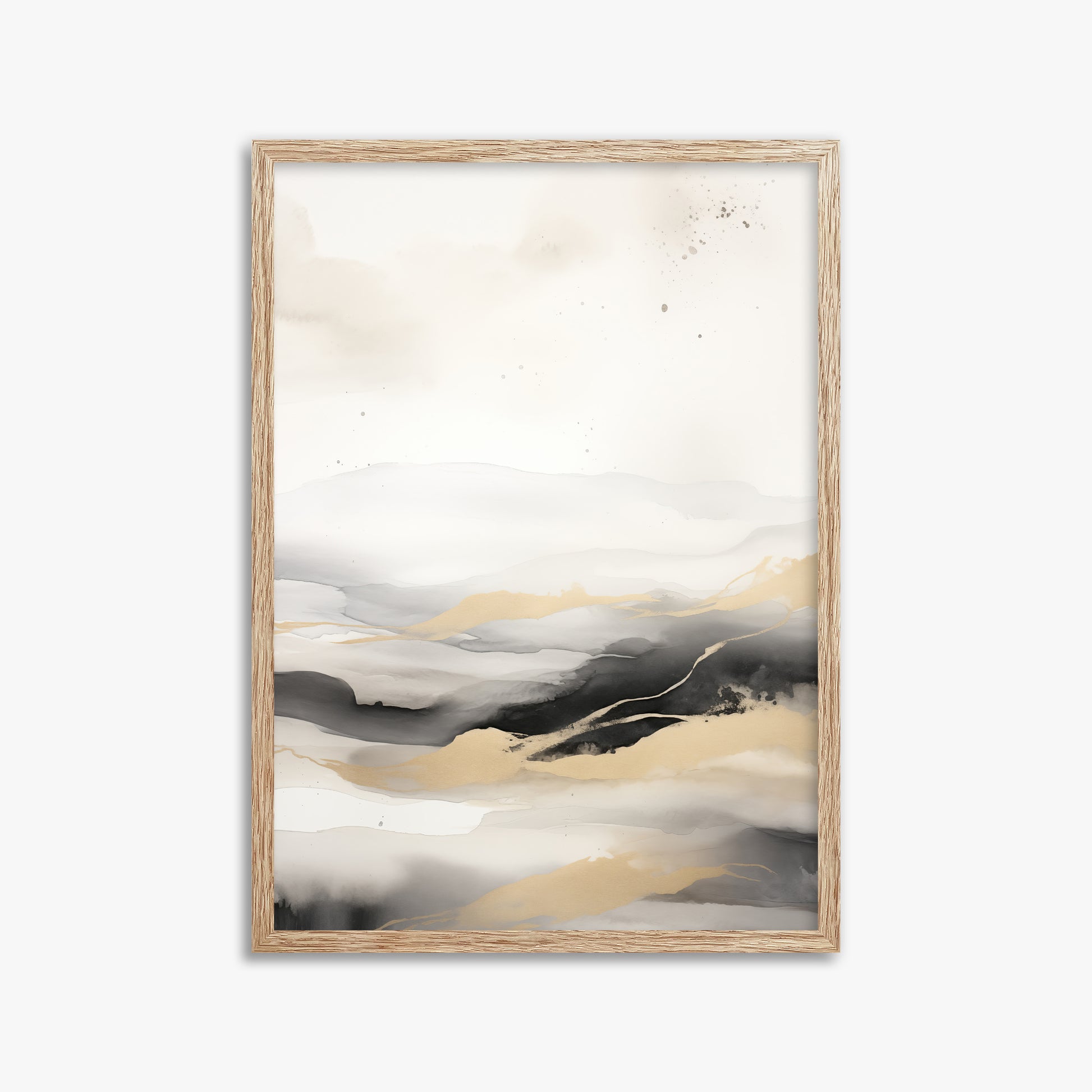 Golden Strata, 50x70cm Framed Art Reproduction With Raw Oak Frame
