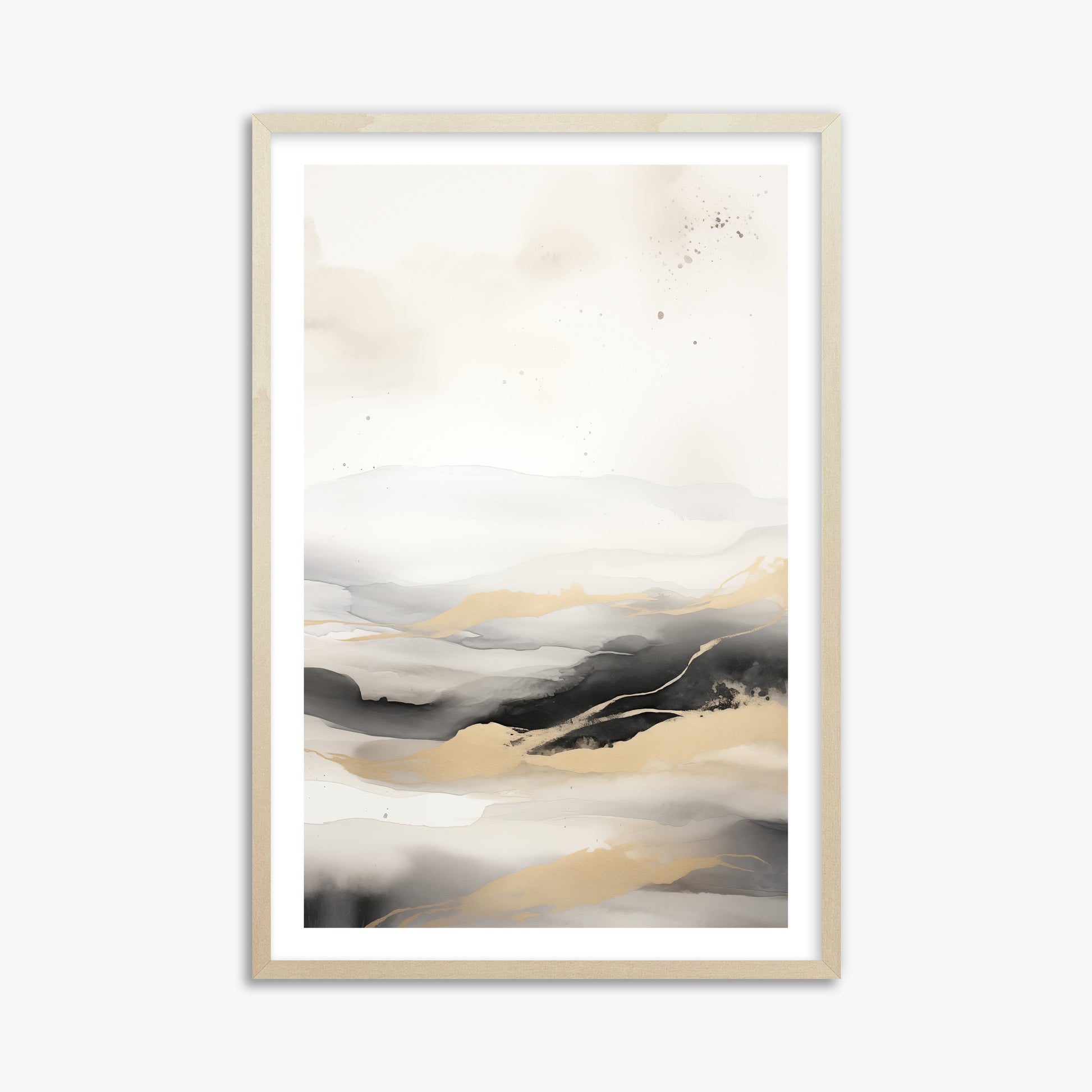 Golden Strata, 61x91cm Framed Art Reproduction With Lime Wood Frame