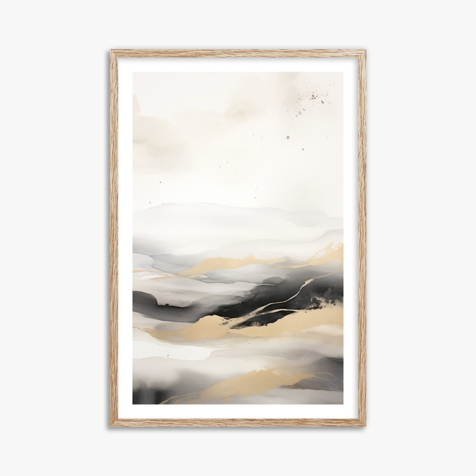 Golden Strata, 61x91cm Framed Art Reproduction With Raw Oak Frame