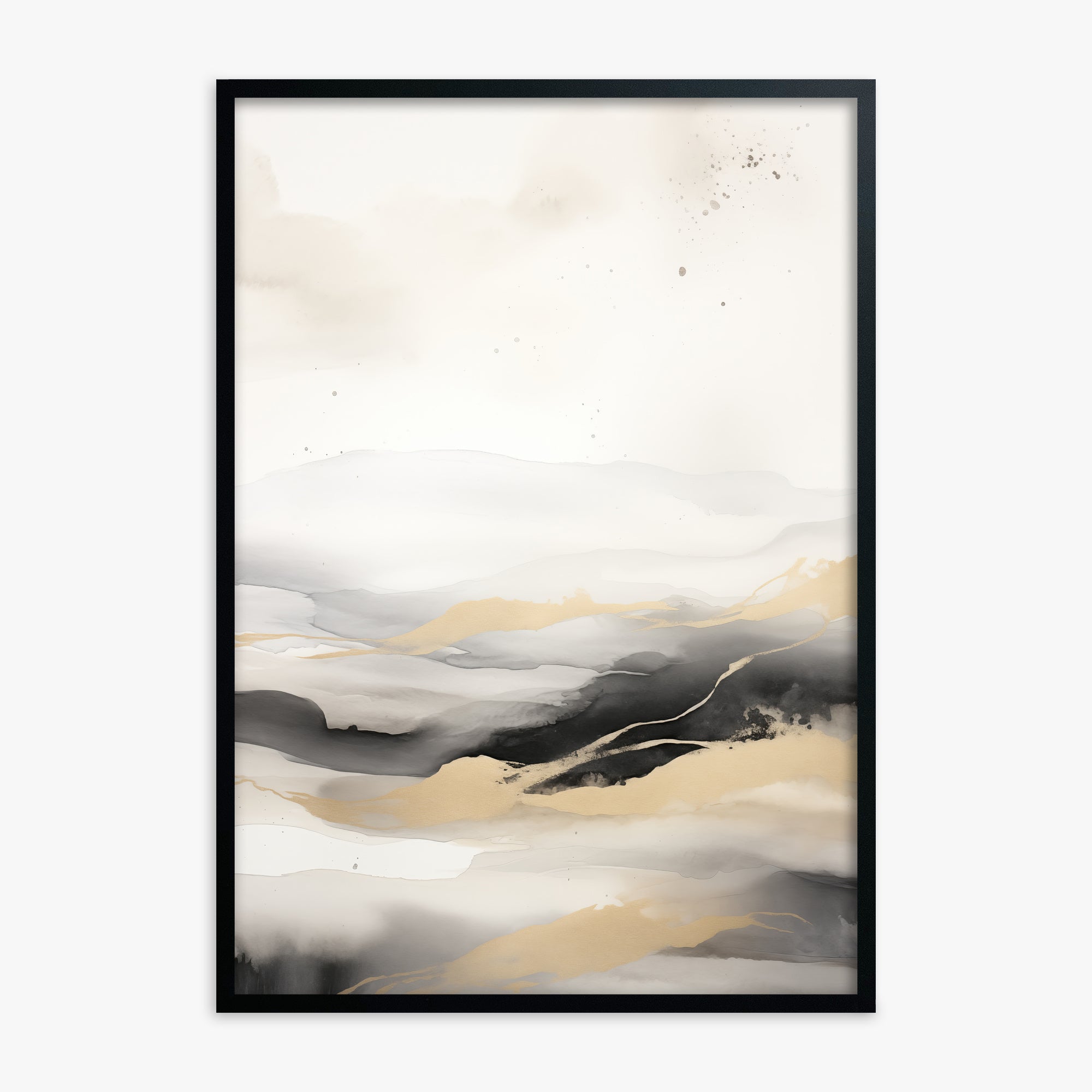 Golden Strata, Black Framed Poster With Black Frame