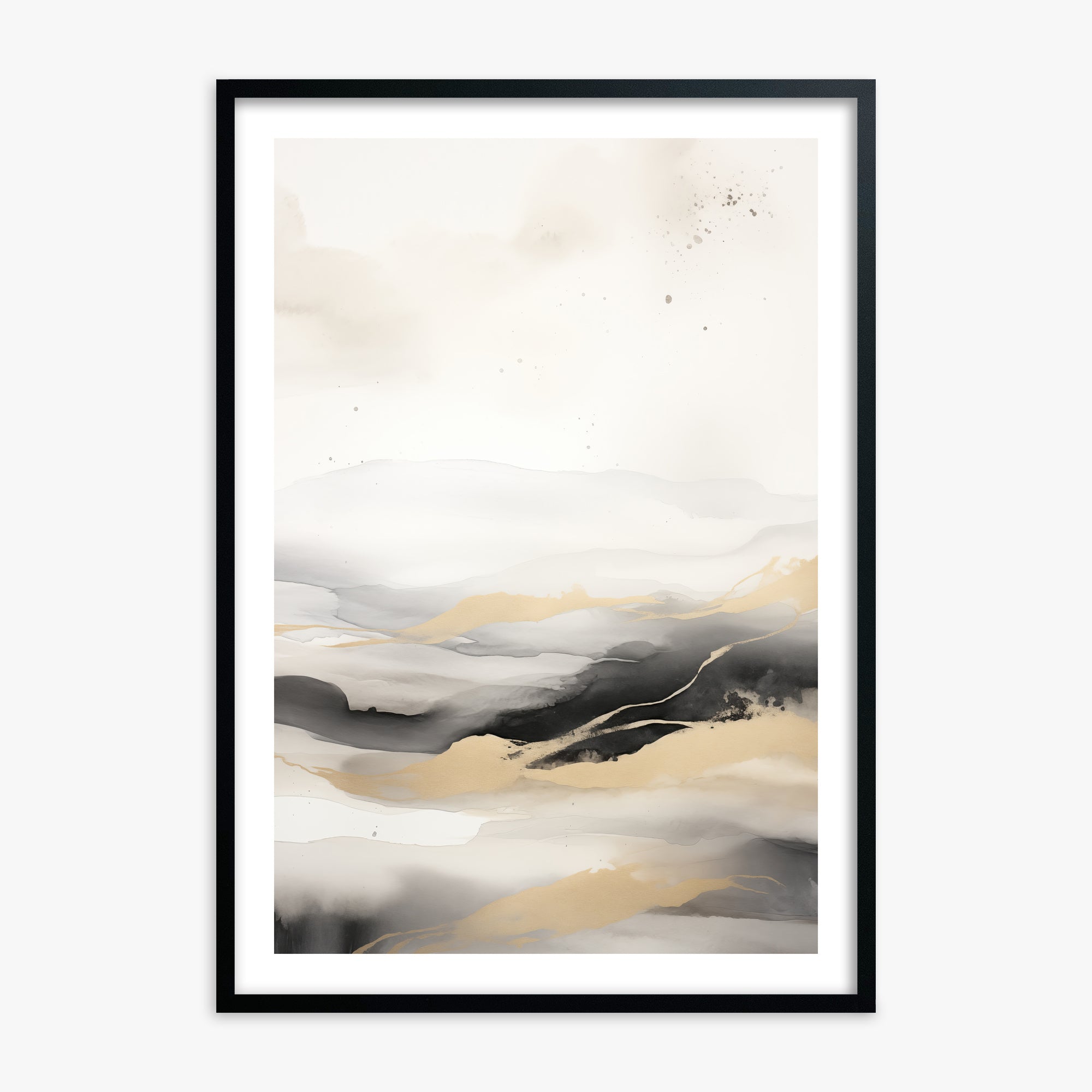 Golden Strata, Black Framed Poster With Black Frame