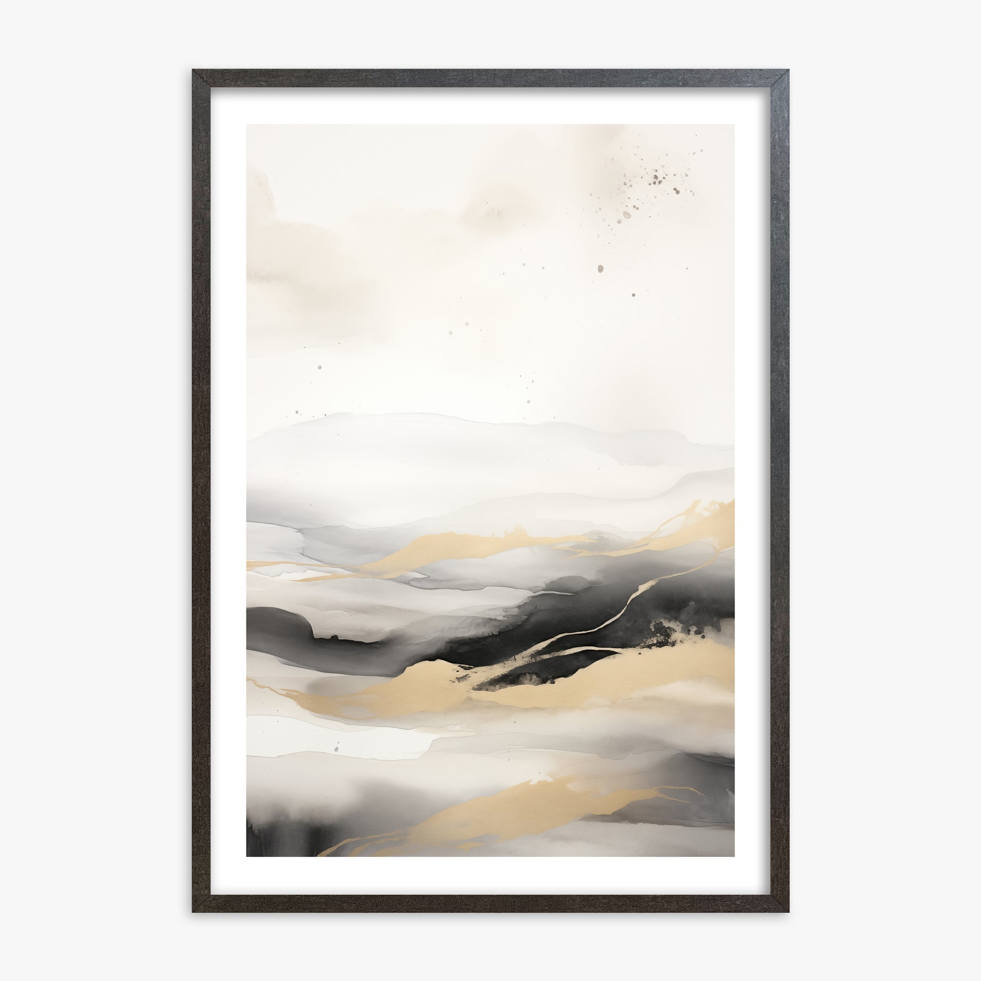 Golden Strata, 70x100cm Framed Art Reproduction With Espresso Frame