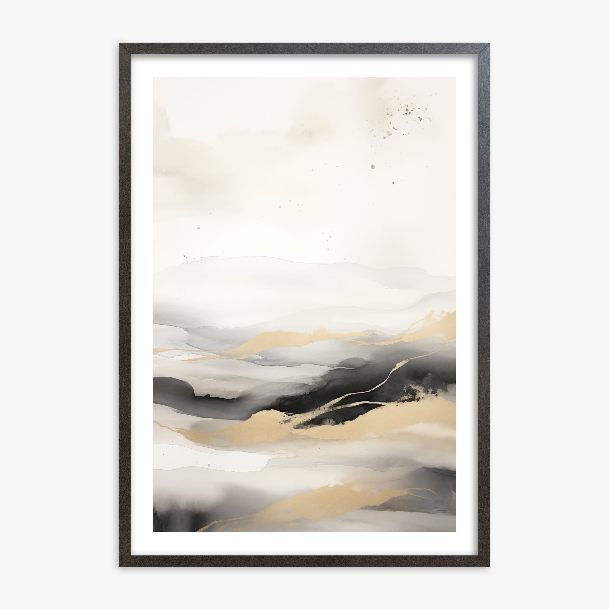 Golden Strata, 70x100cm Framed Art Reproduction With Espresso Frame