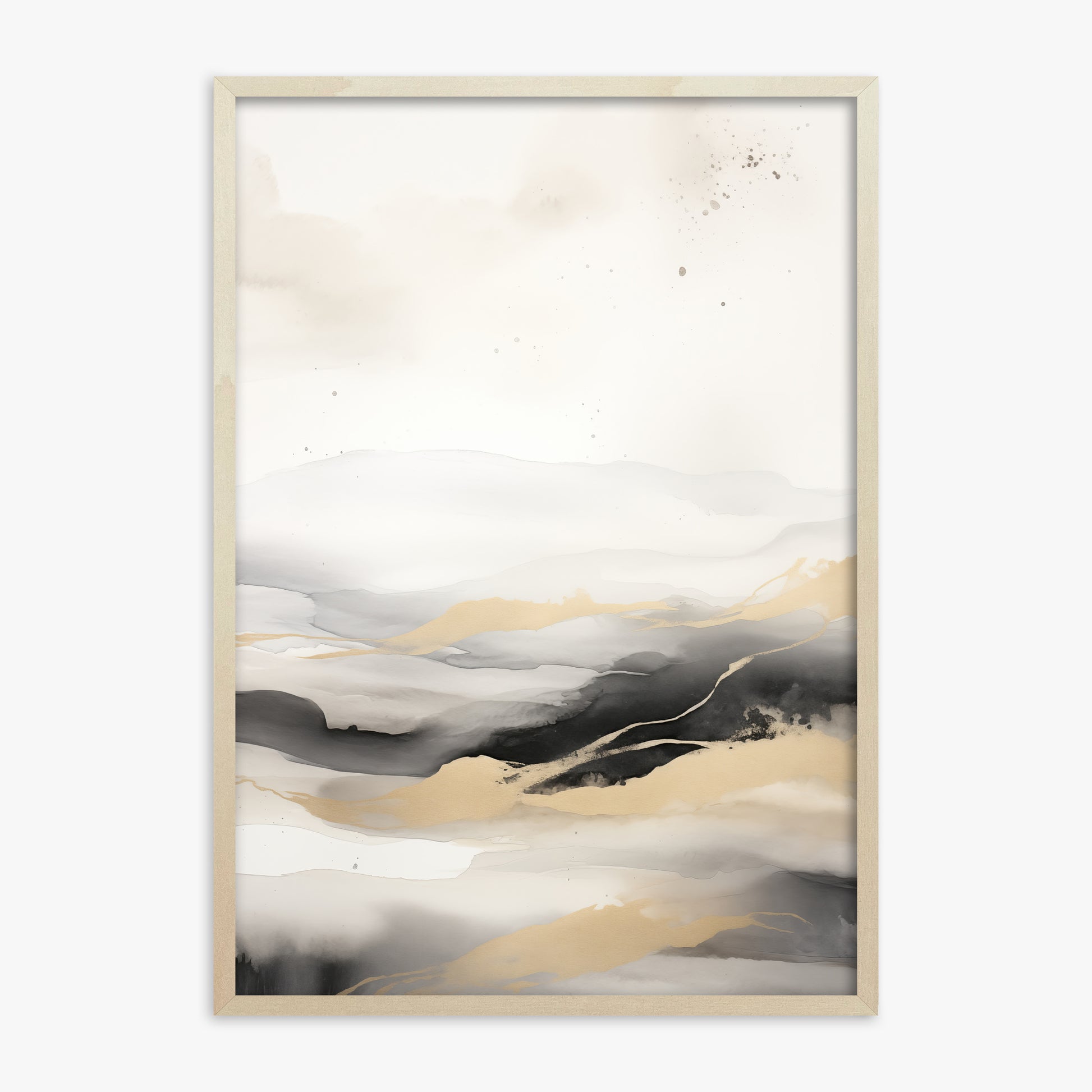 Golden Strata, 70x100cm Framed Art Reproduction With Lime Wood Frame