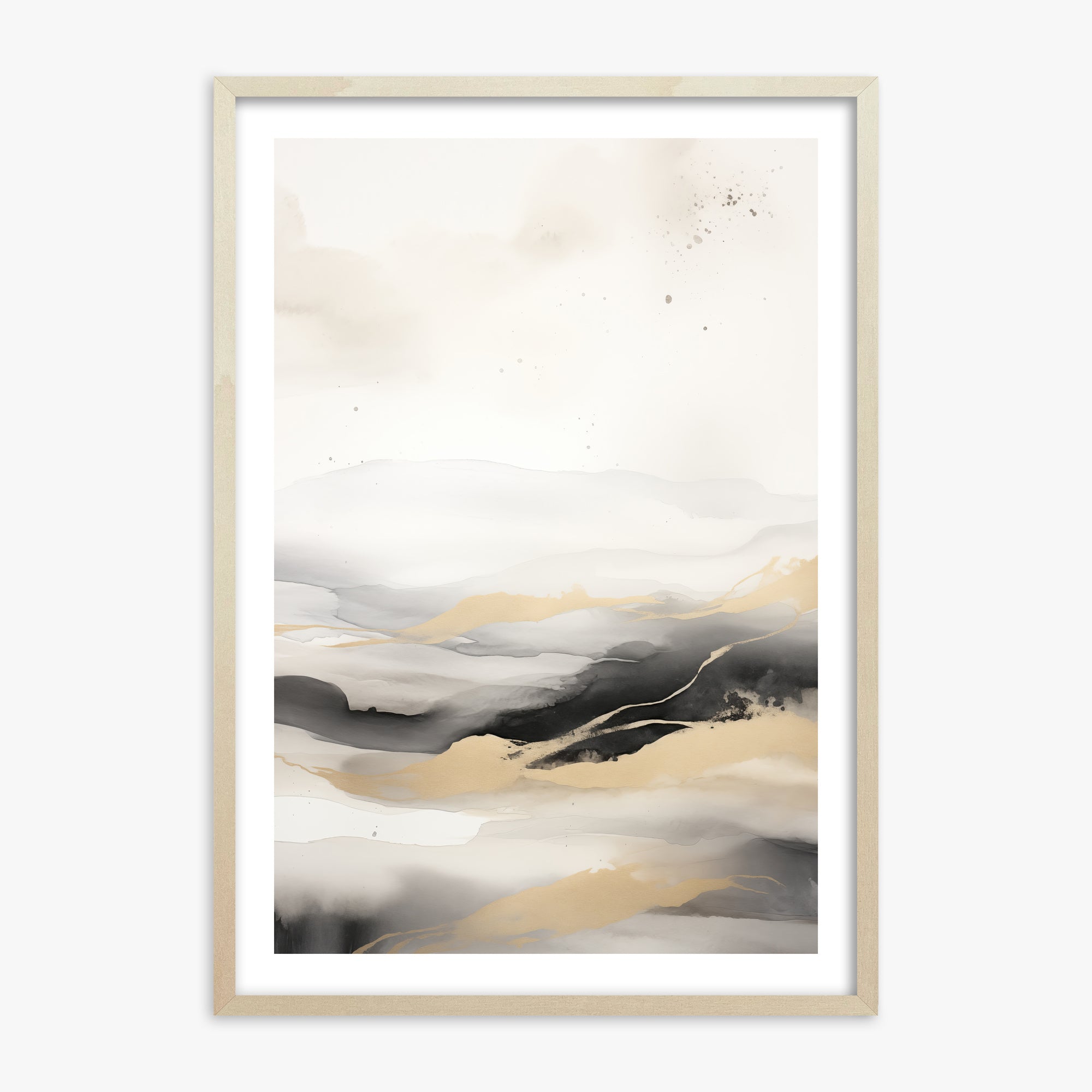 Golden Strata, 70x100cm Framed Art Reproduction With Lime Wood Frame