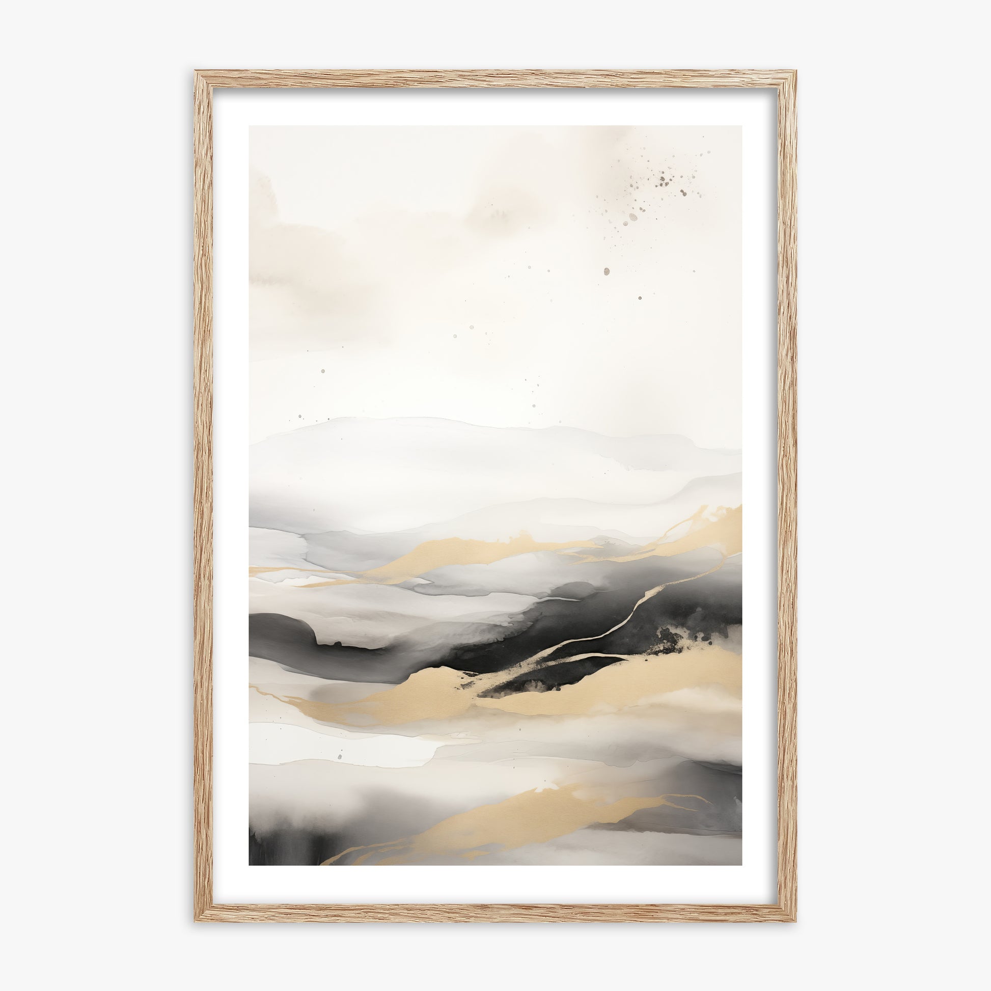 Golden Strata, 70x100cm Framed Art Reproduction With Raw Oak Frame