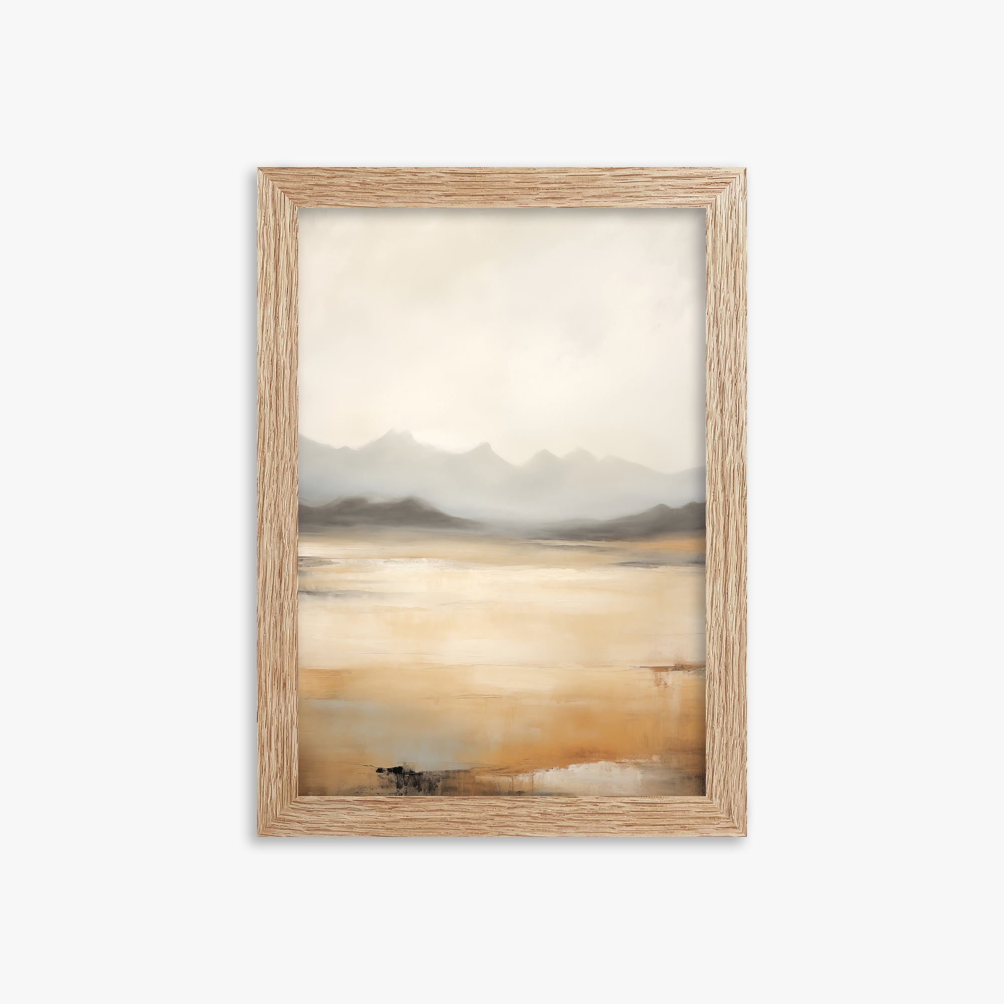 Misty Mountain Serenity, 21x30cm Framed Art Reproduction With Raw Oak Frame