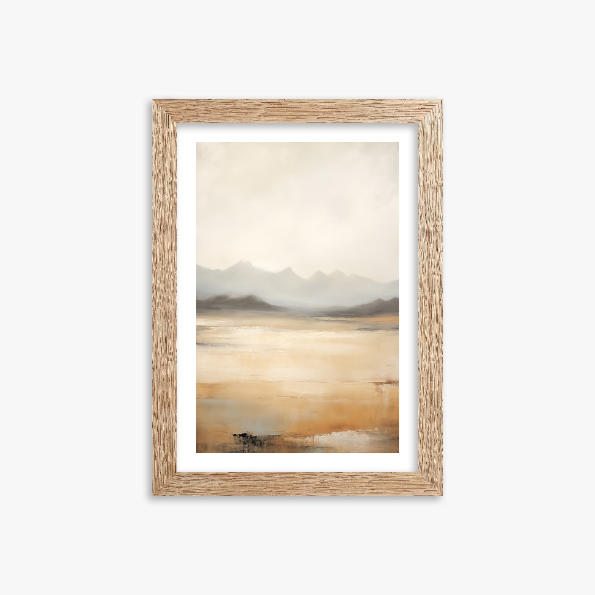 Misty Mountain Serenity, 21x30cm Framed Art Reproduction With Raw Oak Frame