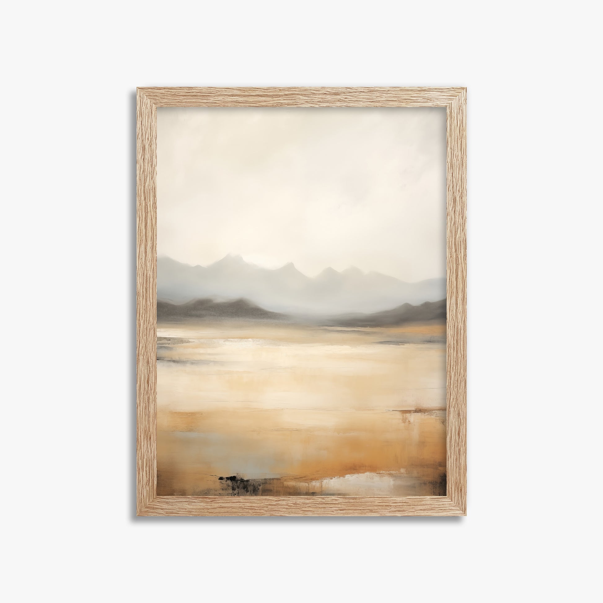 Misty Mountain Serenity, 30x40cm Framed Art Reproduction With Raw Oak Frame