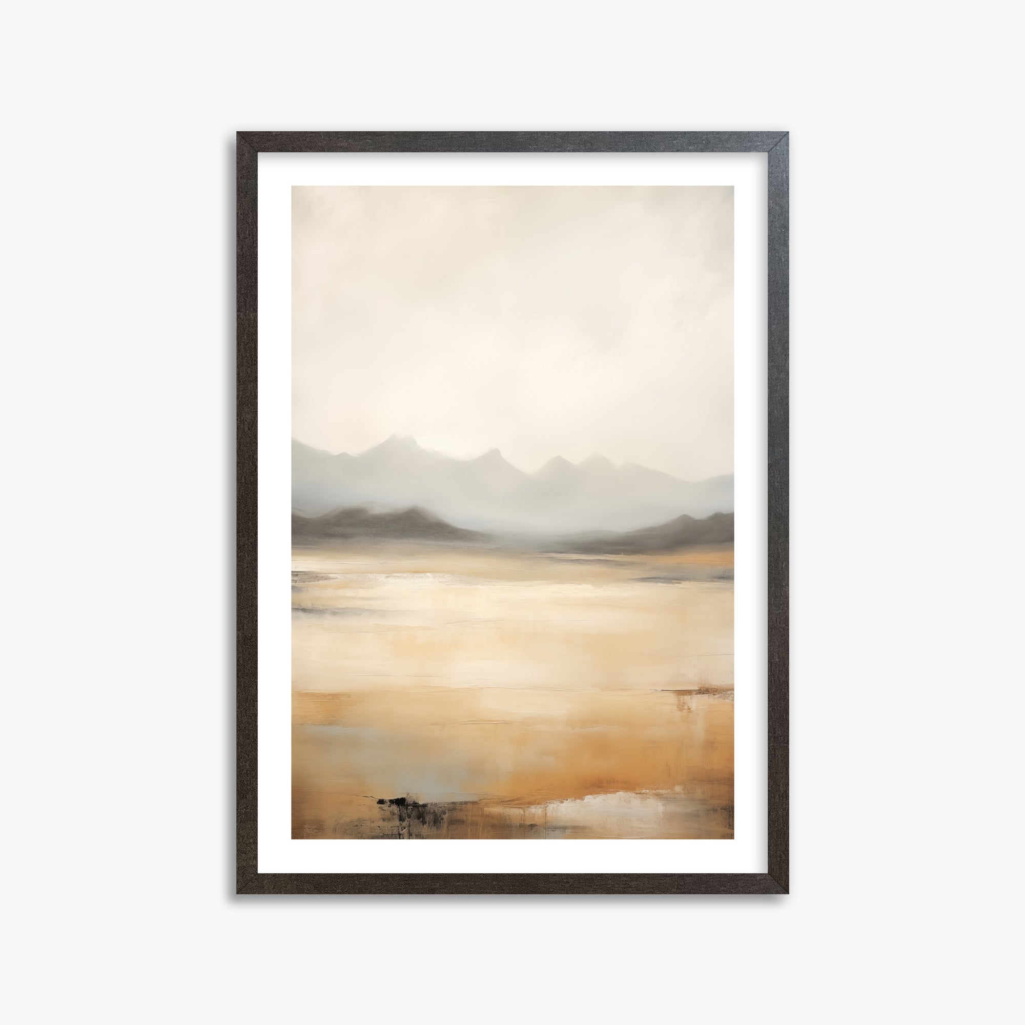 Misty Mountain Serenity, 50x70cm Framed Art Reproduction With Espresso Frame