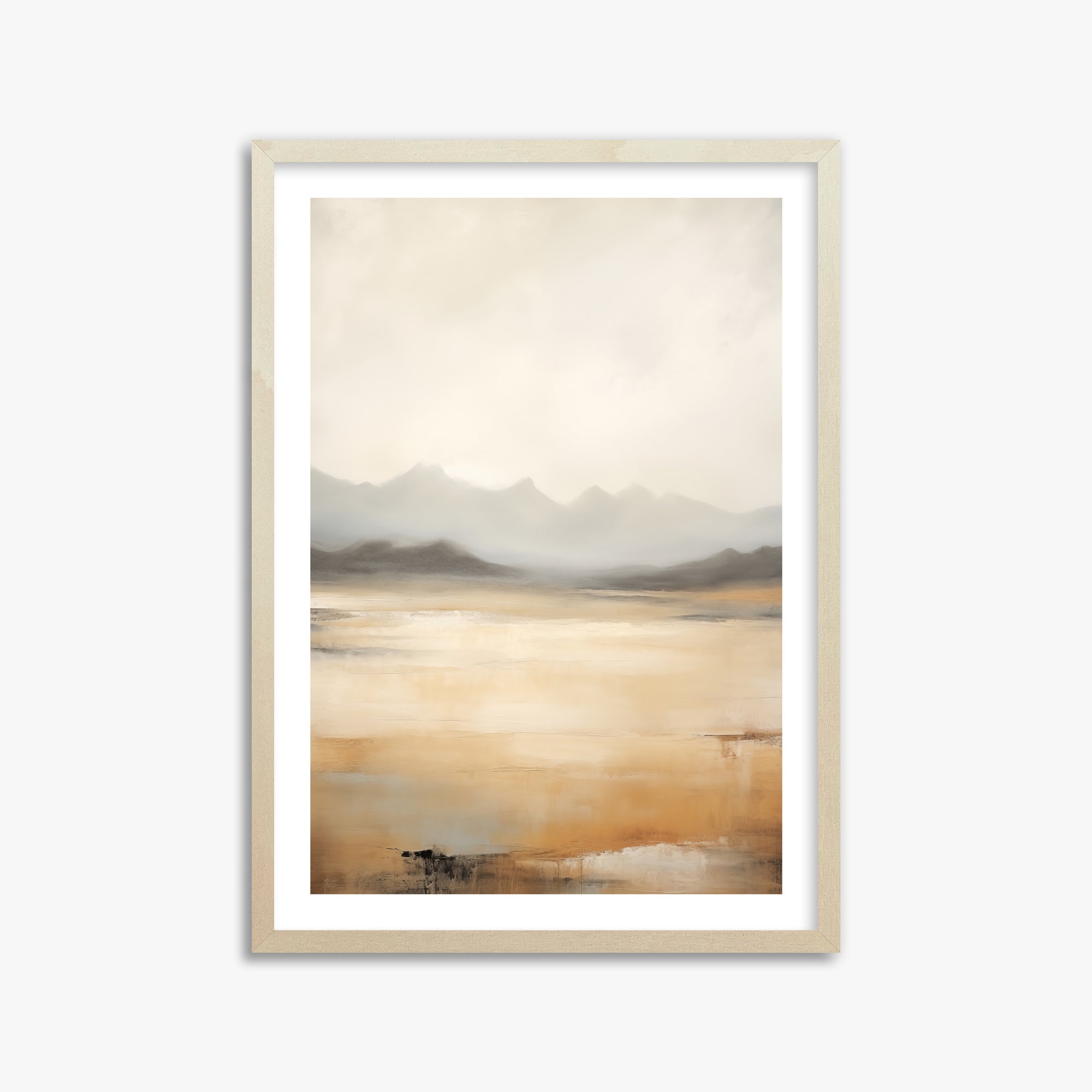 Misty Mountain Serenity, 50x70cm Framed Art Reproduction With Lime Wood Frame