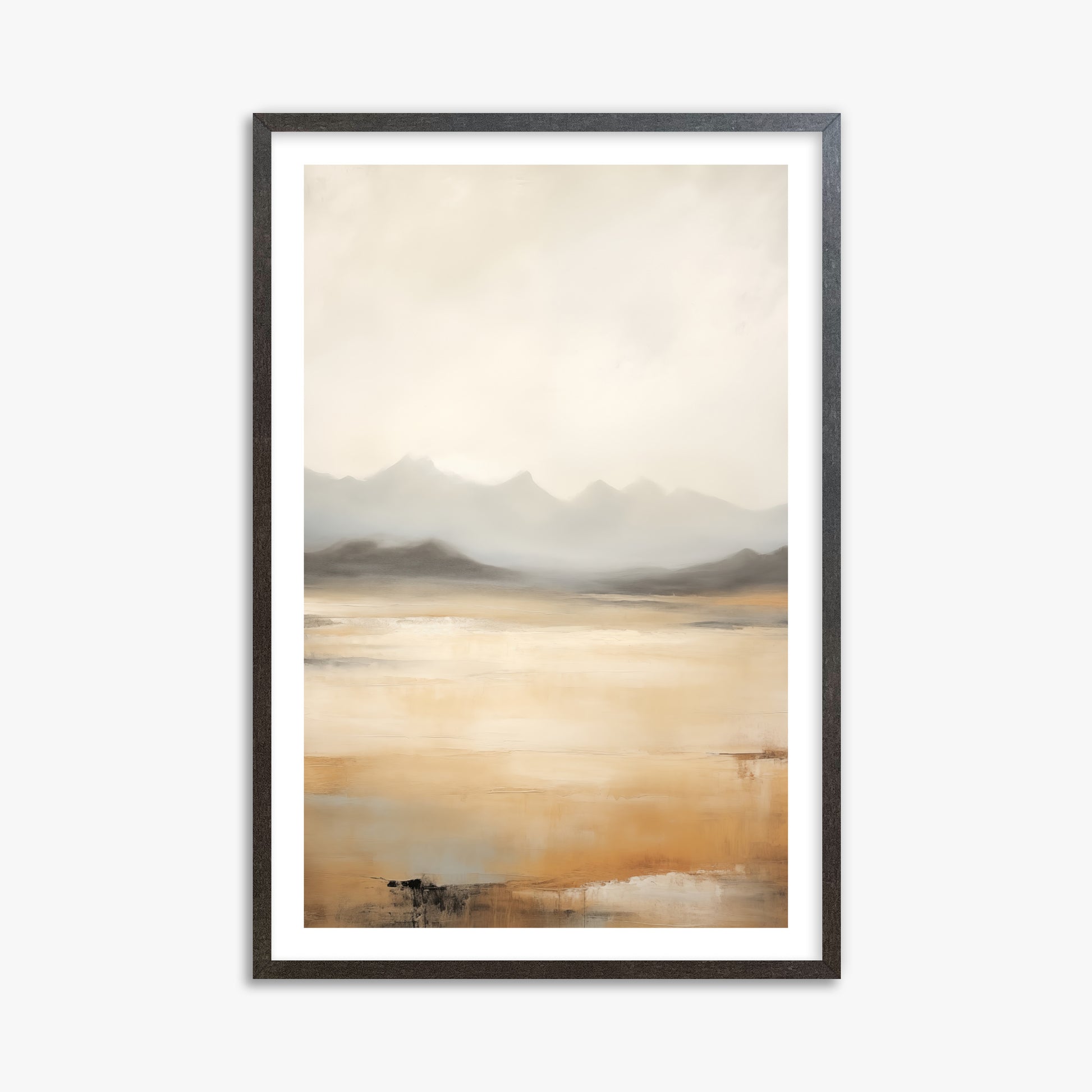 Misty Mountain Serenity, 61x91cm Framed Art Reproduction With Espresso Frame