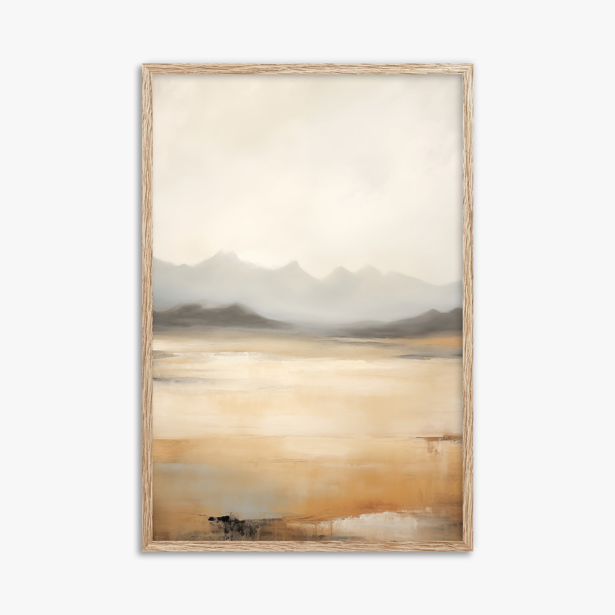Misty Mountain Serenity, 61x91cm Framed Art Reproduction With Raw Oak Frame