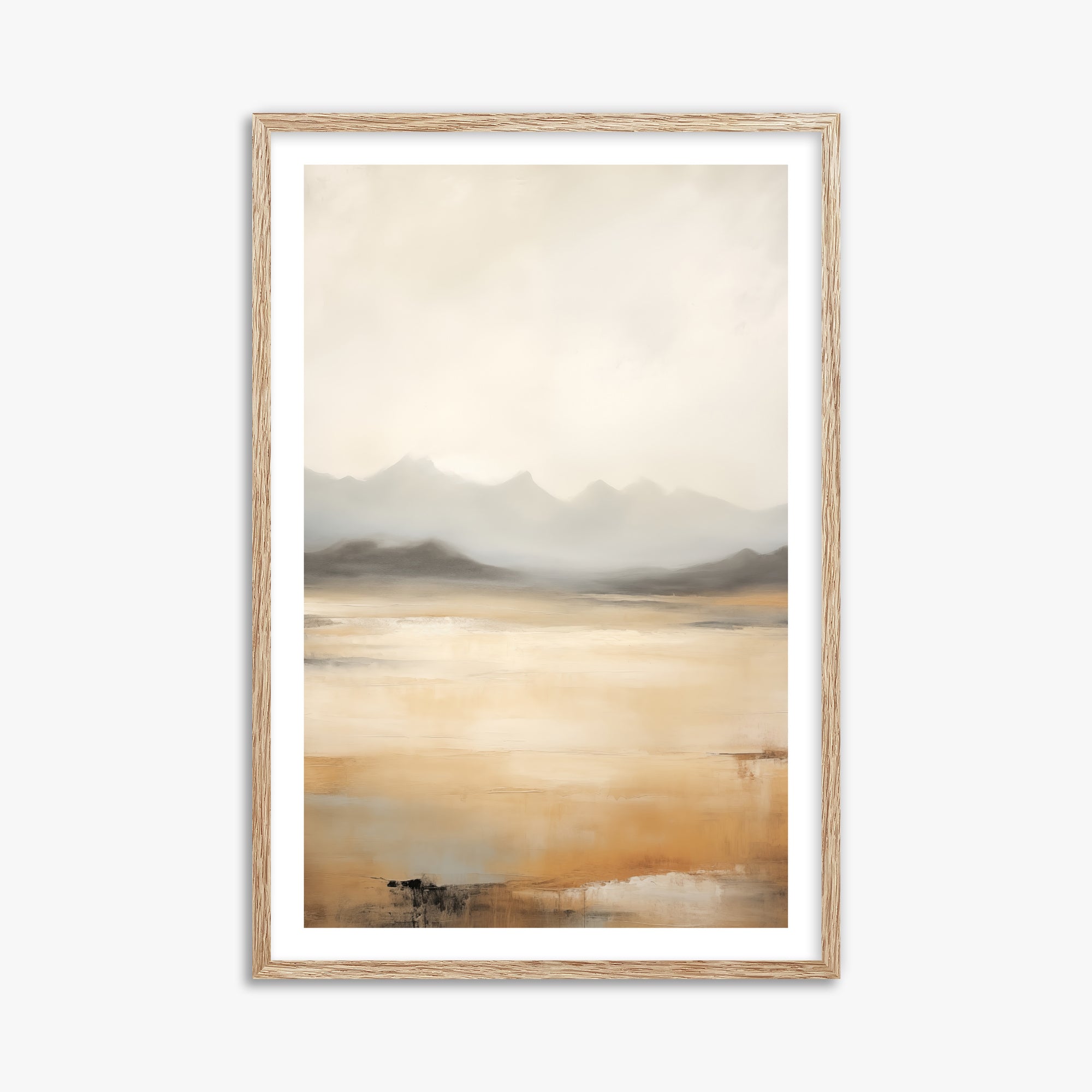 Misty Mountain Serenity, 61x91cm Framed Art Reproduction With Raw Oak Frame
