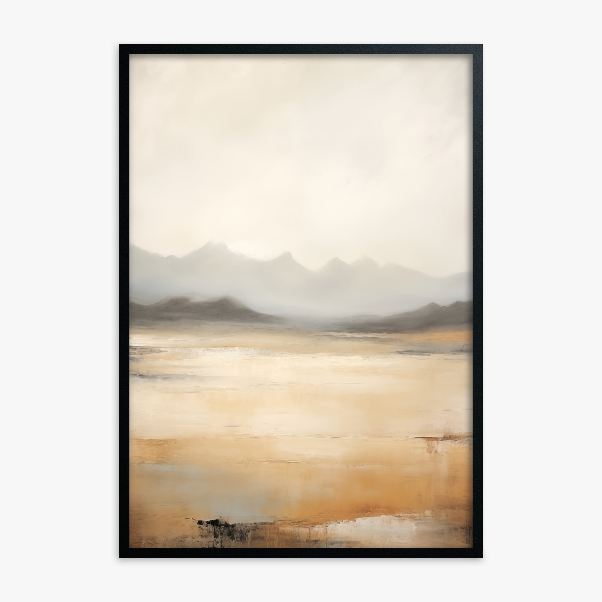 Misty Mountain Serenity, Black Framed Poster With Black Frame