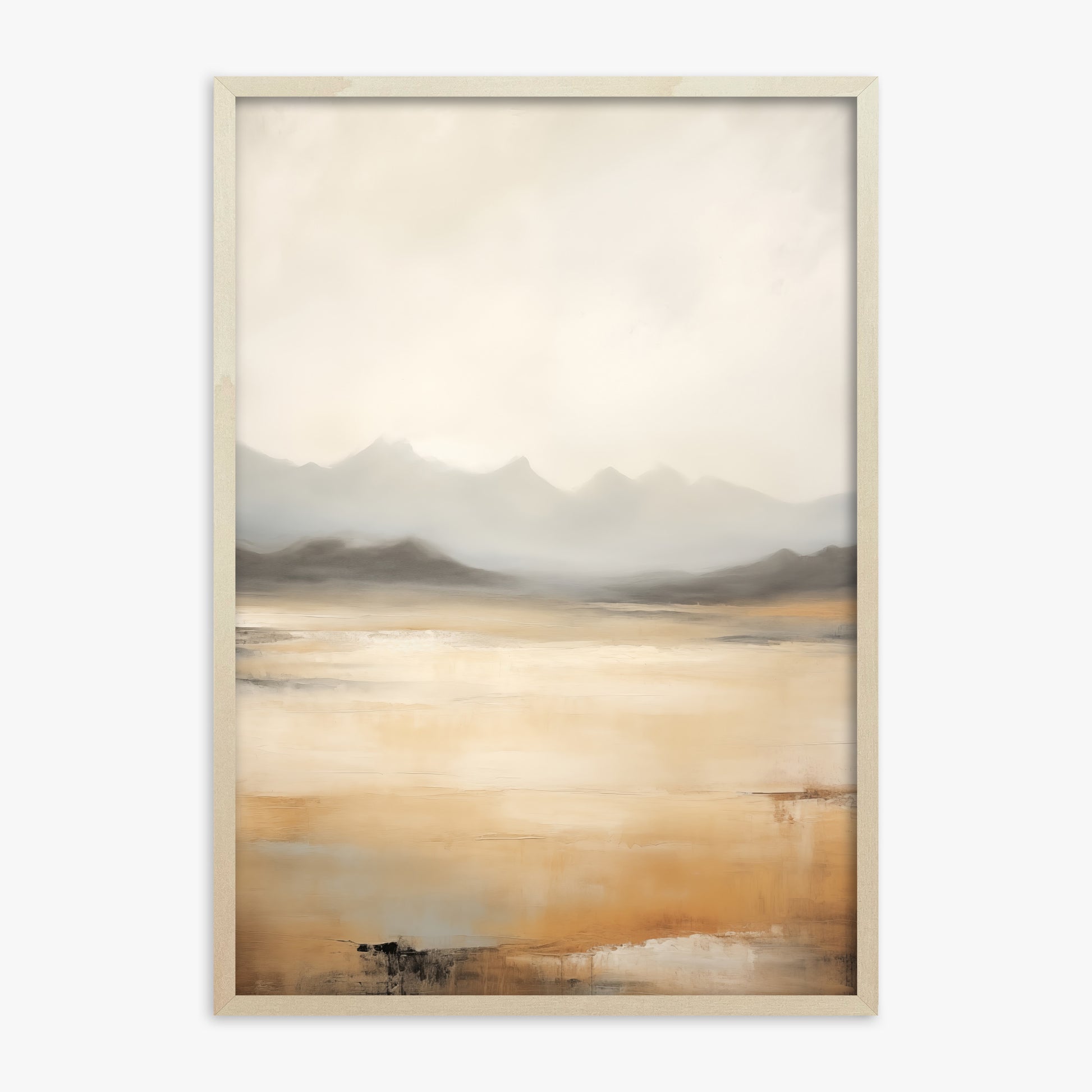 Misty Mountain Serenity, 70x100cm Framed Art Reproduction With Lime Wood Frame