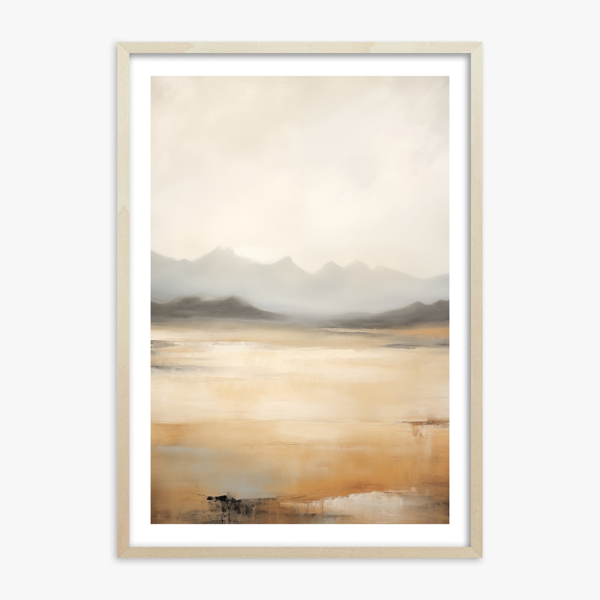 Misty Mountain Serenity, 70x100cm Framed Art Reproduction With Lime Wood Frame