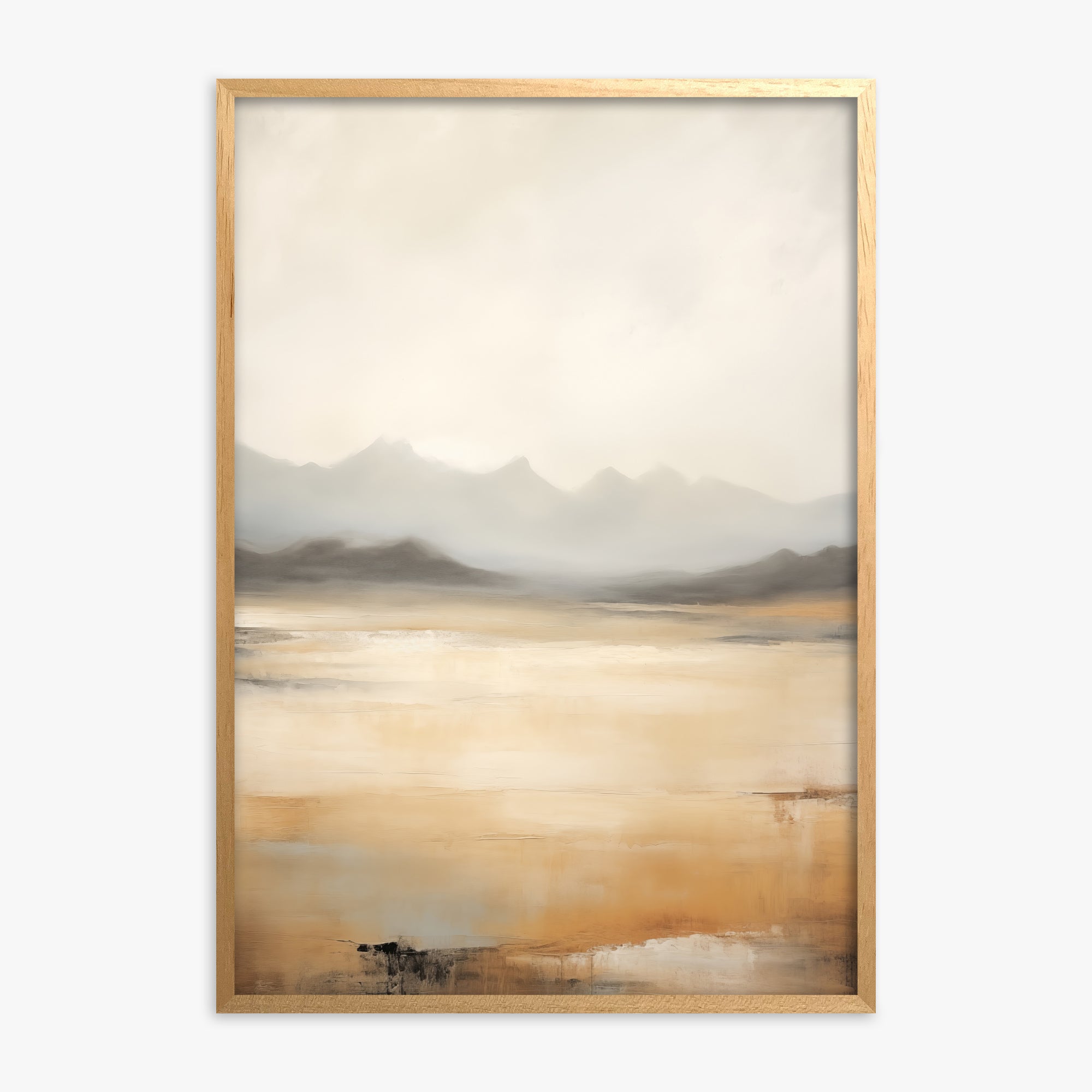 Misty Mountain Serenity, Oak Framed Poster With Oak Frame