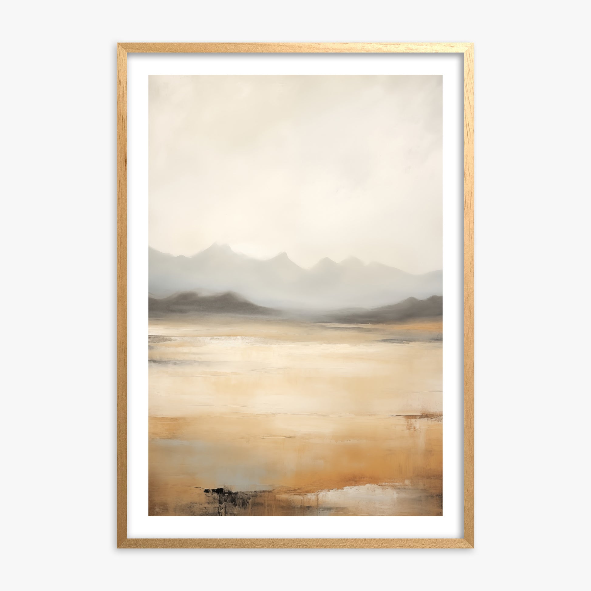 Misty Mountain Serenity, Oak Framed Poster With Oak Frame