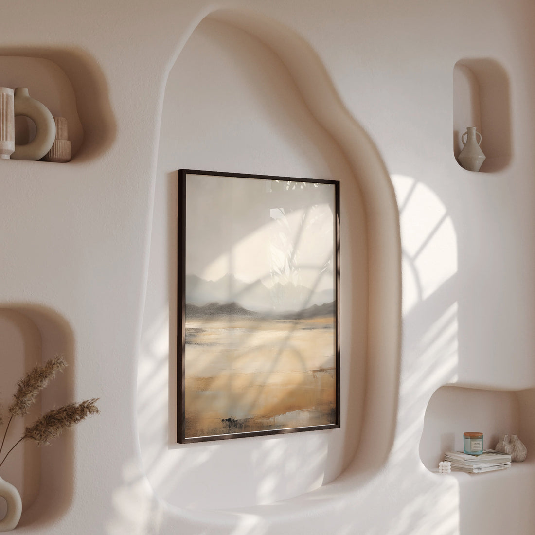 Misty Mountain Serenity, 50x70cm Framed Poster With Black Frame