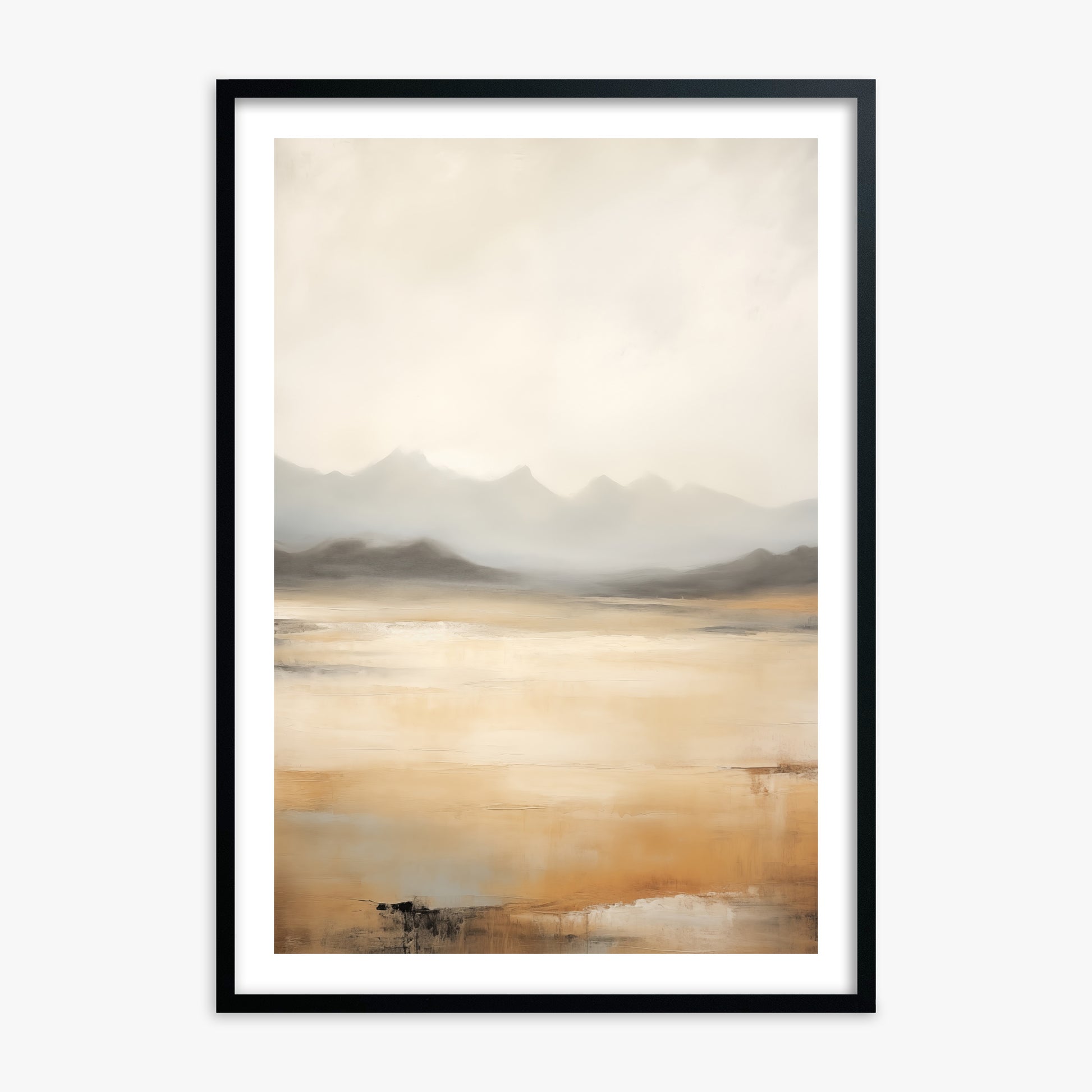 Misty Mountain Serenity, 70x100cm Black Framed Art Reproduction