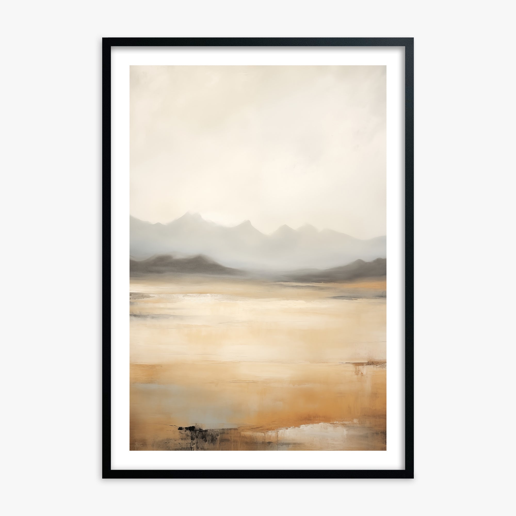 Misty Mountain Serenity, 70x100cm Black Framed Art Reproduction
