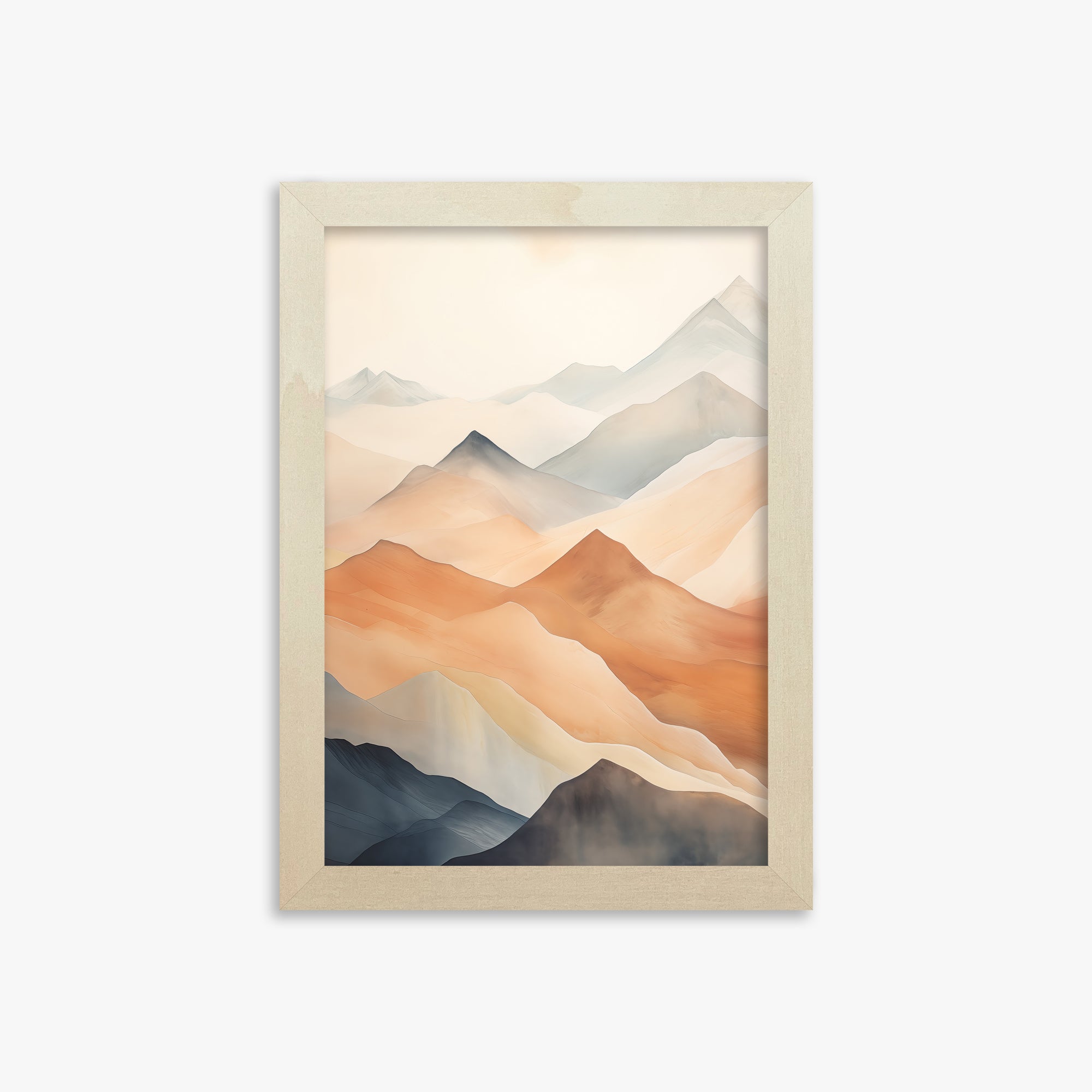 Misty Peaks, 21x30cm Framed Art Reproduction With Lime Wood Frame