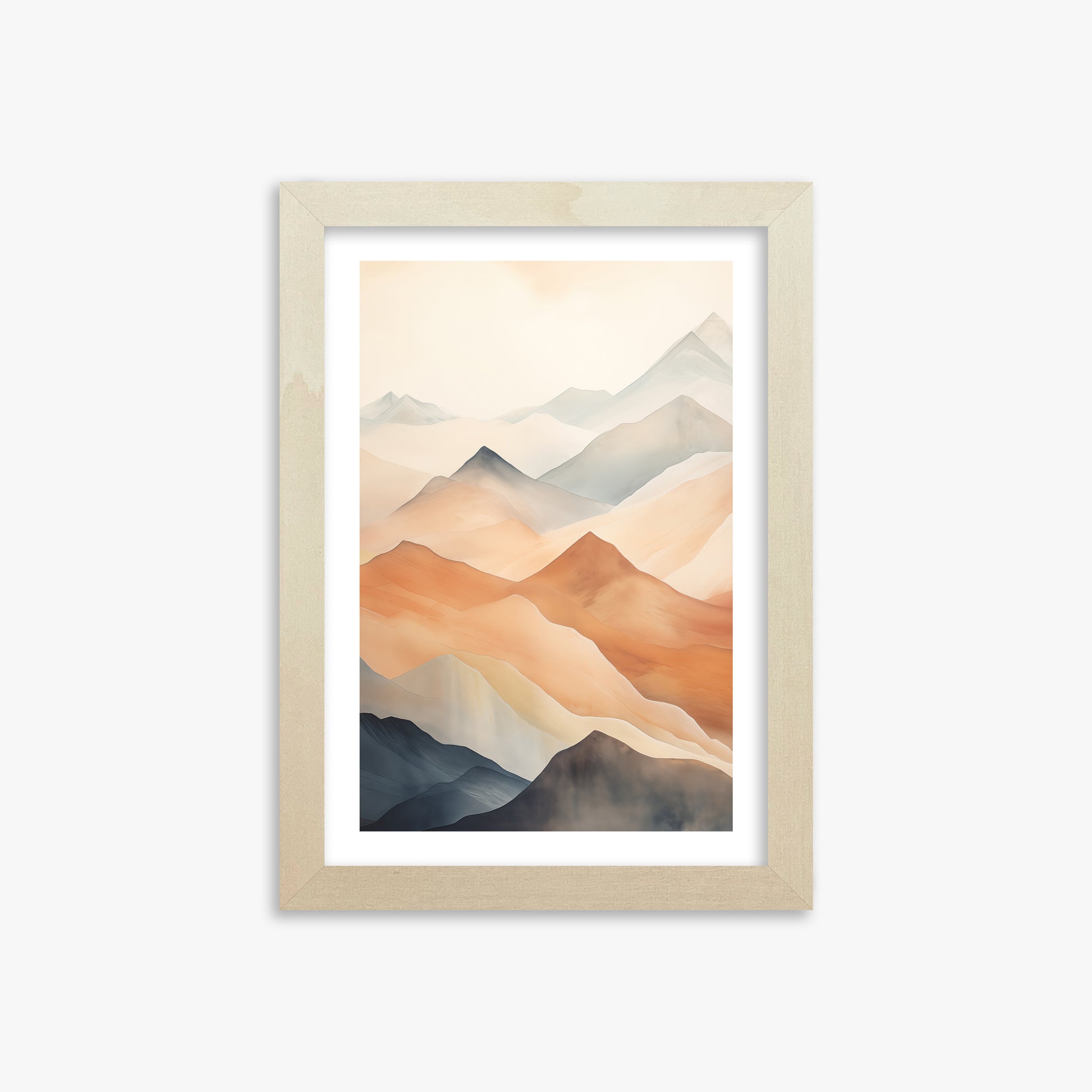 Misty Peaks, 21x30cm Framed Art Reproduction With Lime Wood Frame