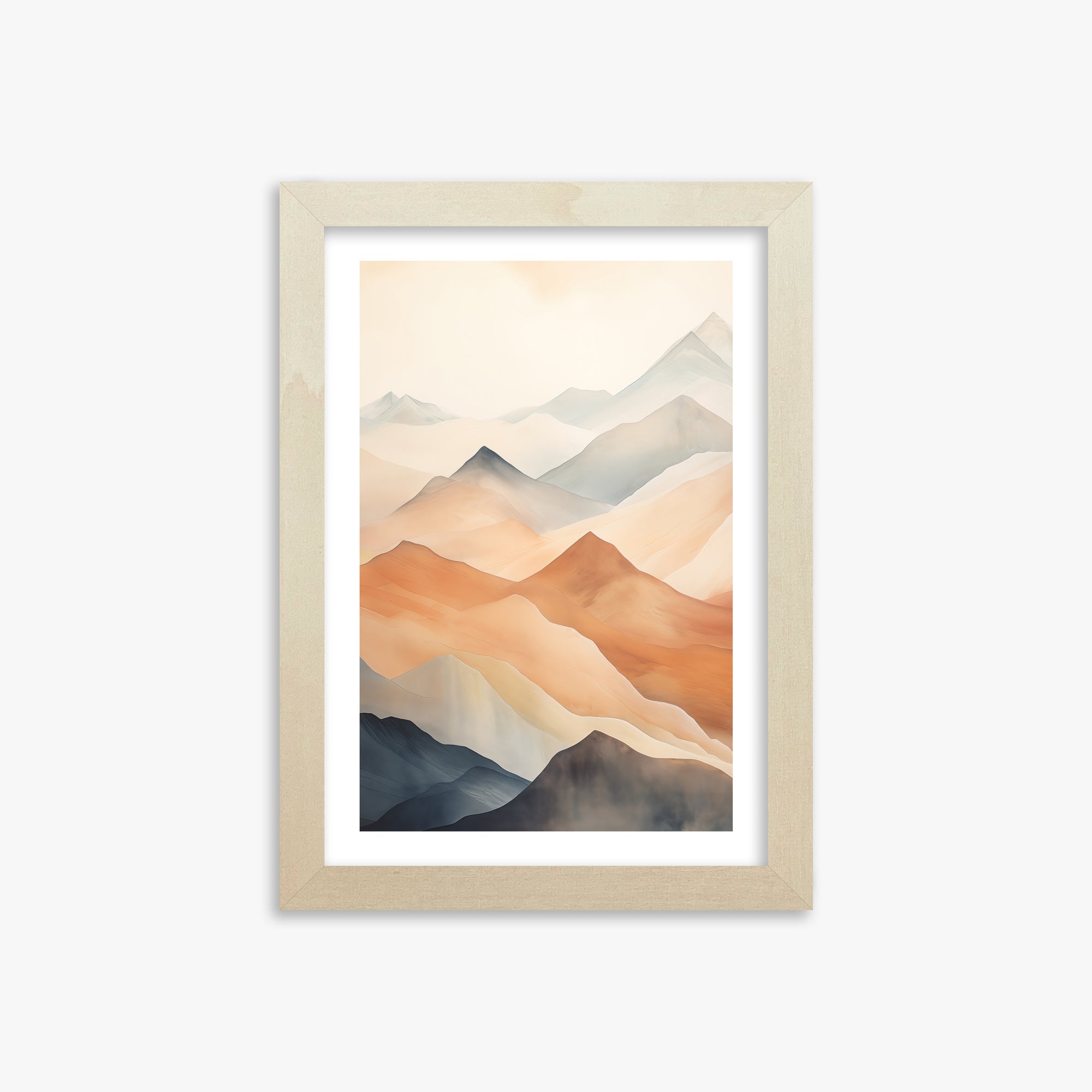 Misty Peaks, 21x30cm Framed Art Reproduction With Lime Wood Frame