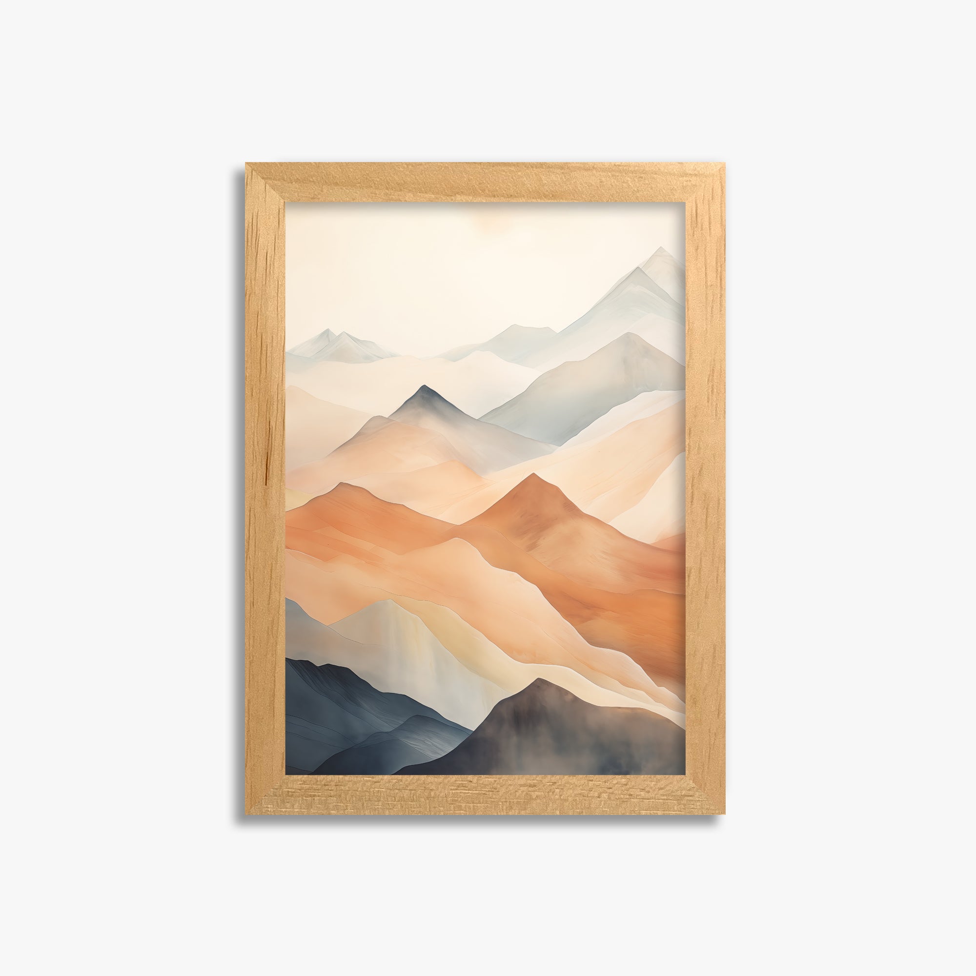 Misty Peaks, 21x30cm Framed Poster With Oak Frame