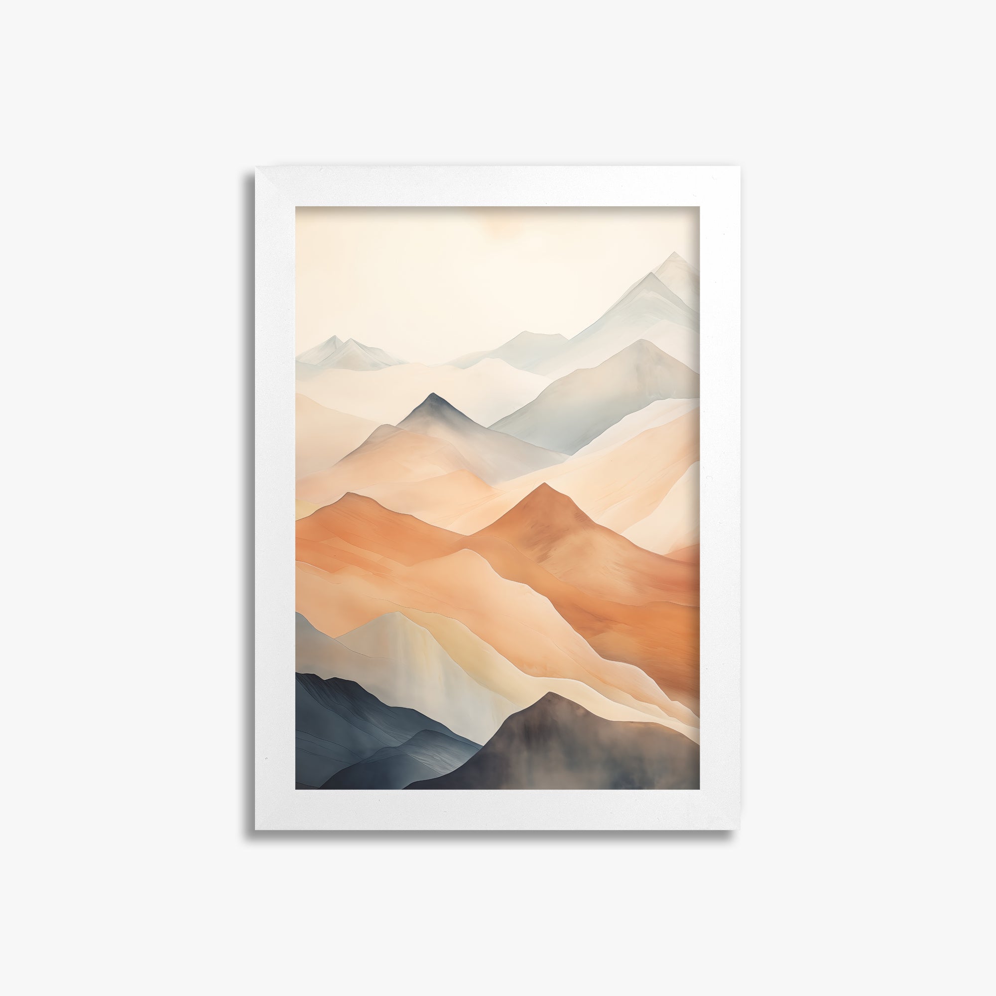 Misty Peaks, 21x30cm Framed Poster With White Frame