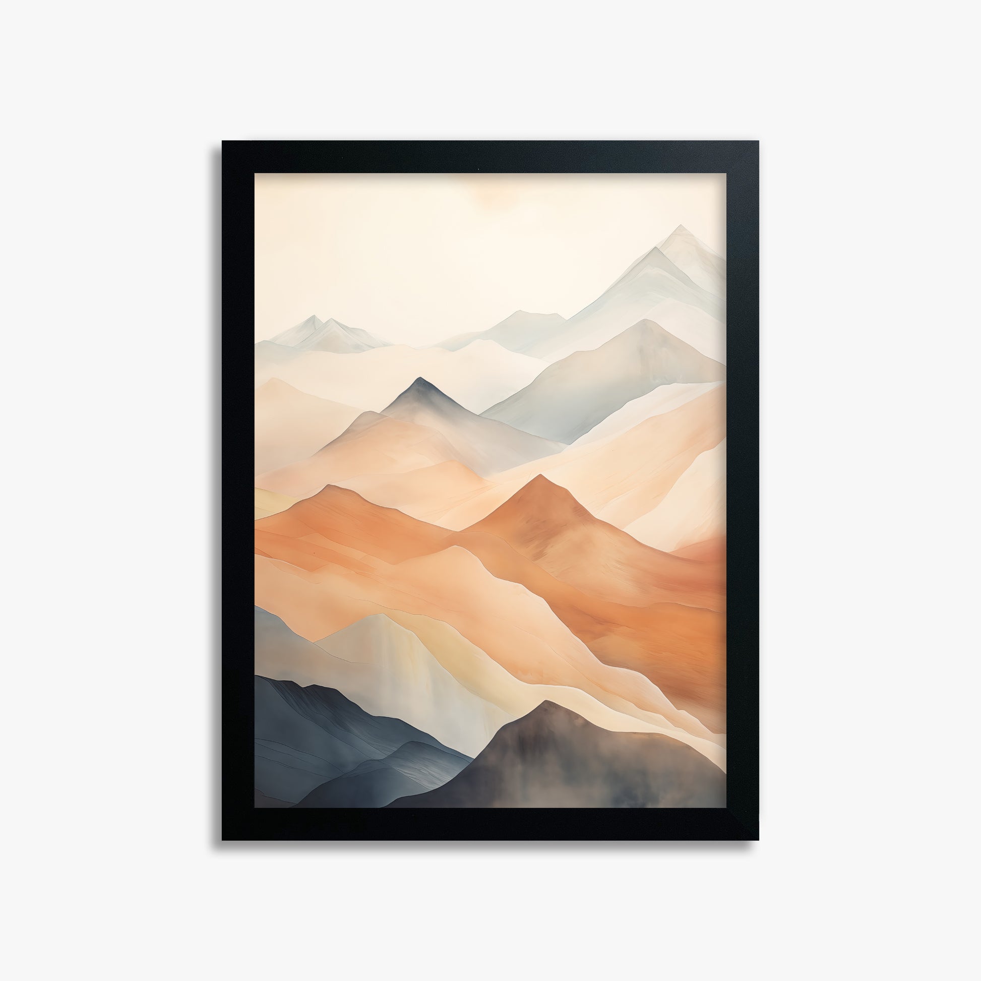 Misty Peaks, 30x40cm Framed Poster With Black Frame