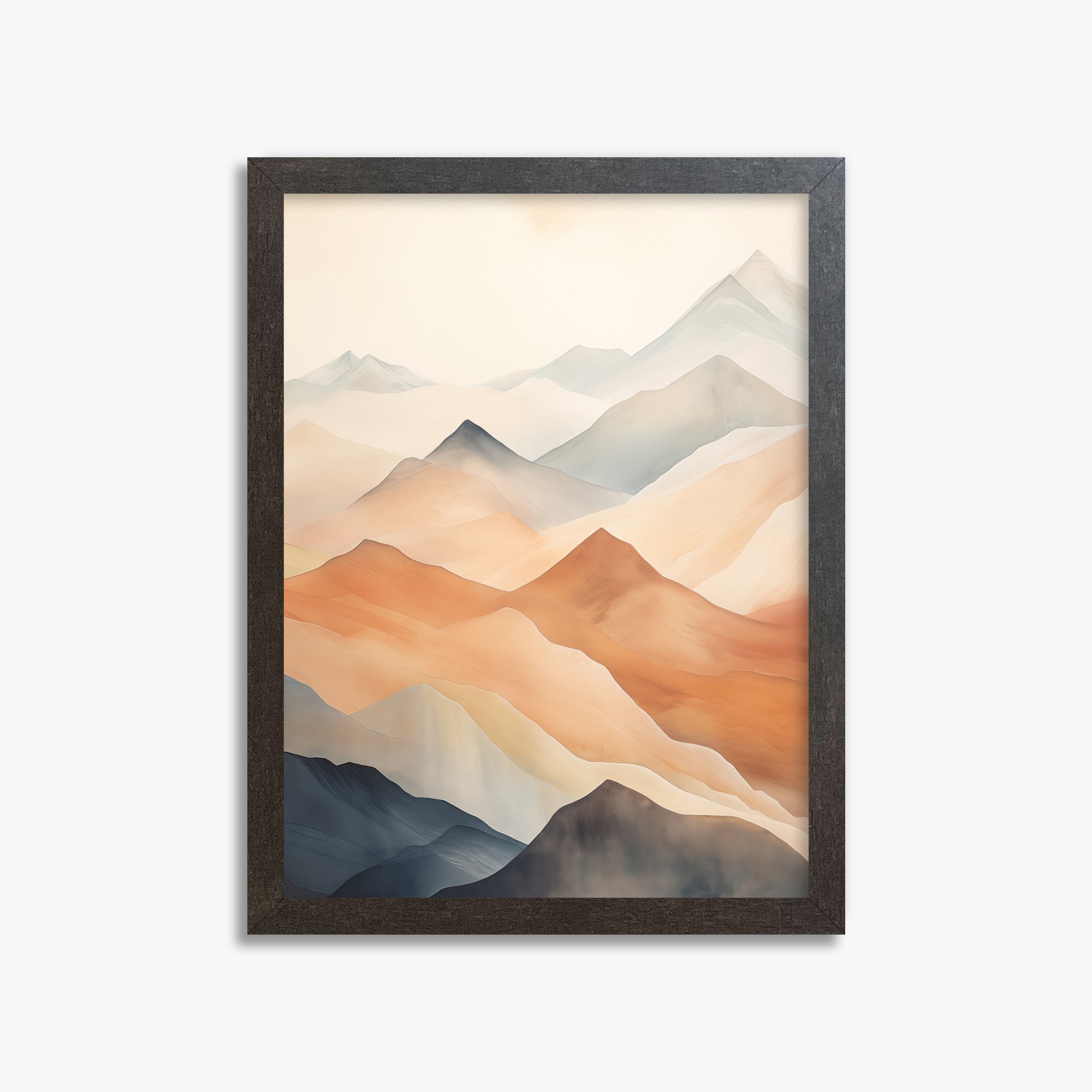 Misty Peaks, 30x40cm Framed Art Reproduction With Espresso Frame
