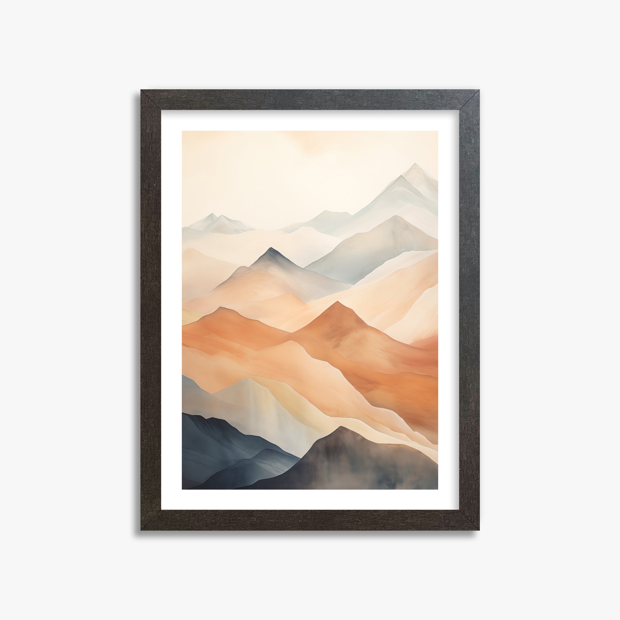 Misty Peaks, 30x40cm Framed Art Reproduction With Espresso Frame