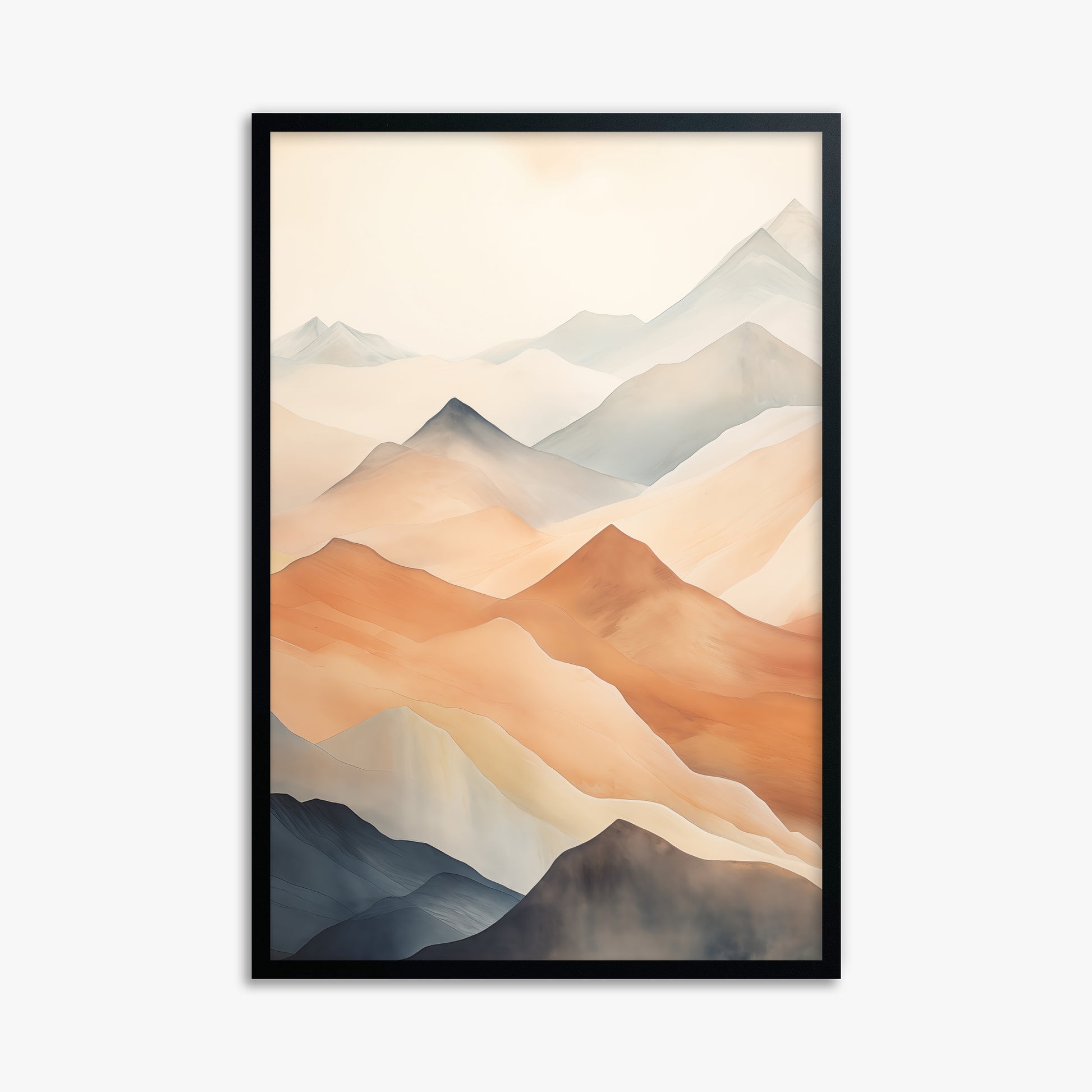 Misty Peaks, 61x91cm Framed Poster With Black Frame