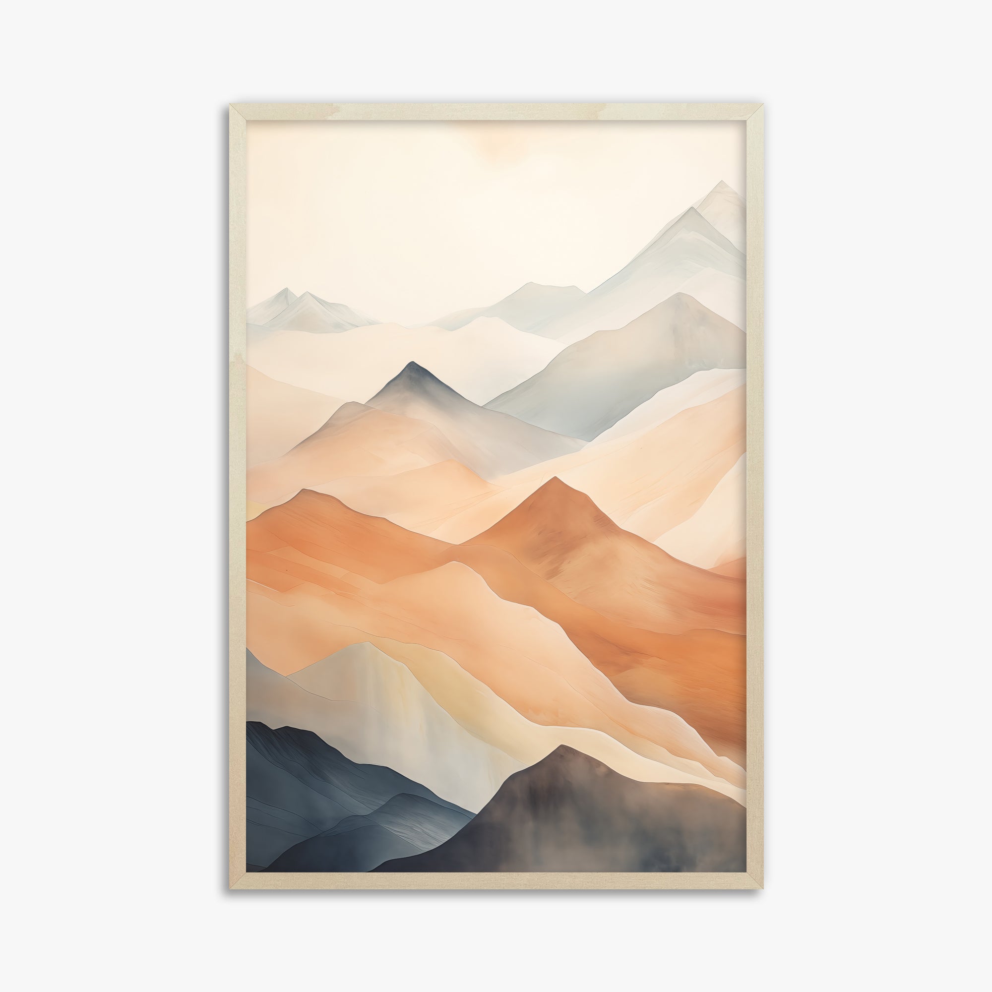 Misty Peaks, 61x91cm Framed Art Reproduction With Lime Wood Frame
