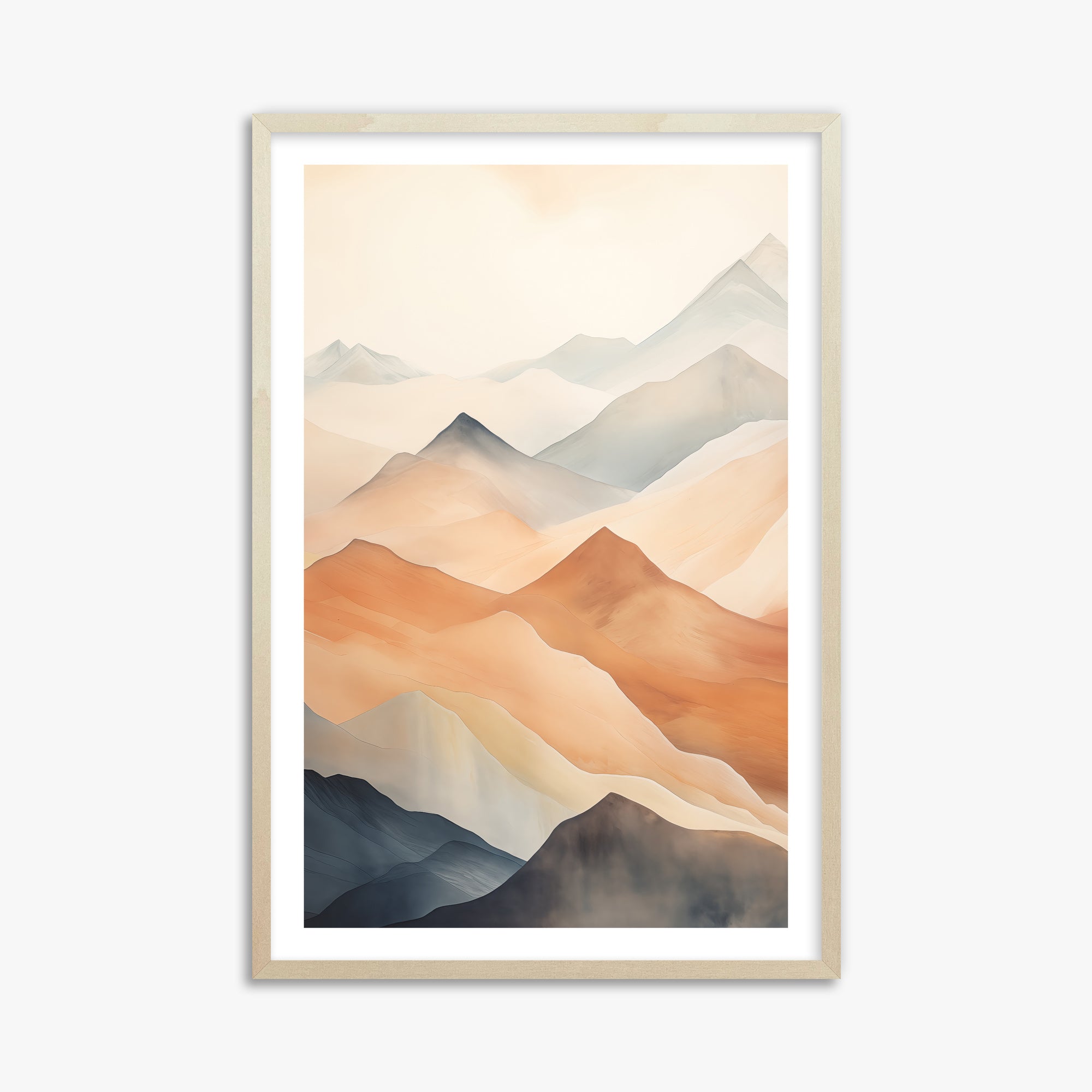 Misty Peaks, 61x91cm Framed Art Reproduction With Lime Wood Frame