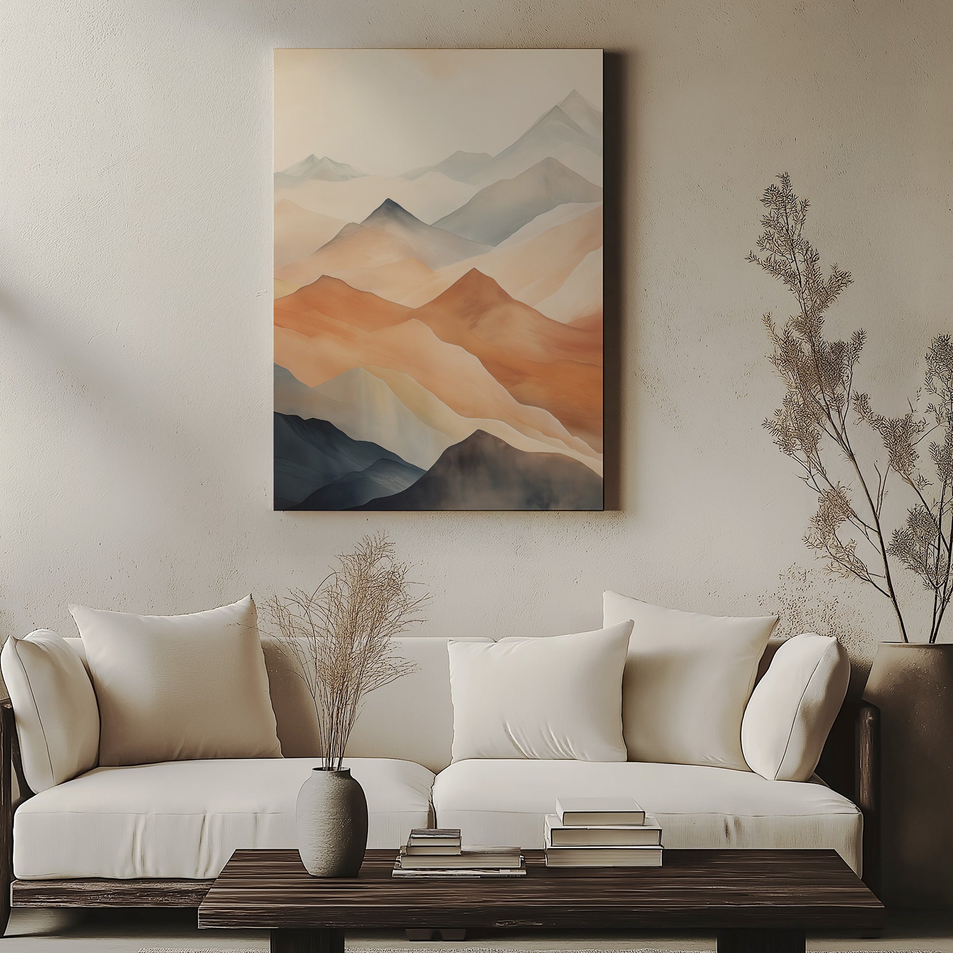 Design Concept No. 57 for Misty Peaks Japanese Satin Canvas Wall Art